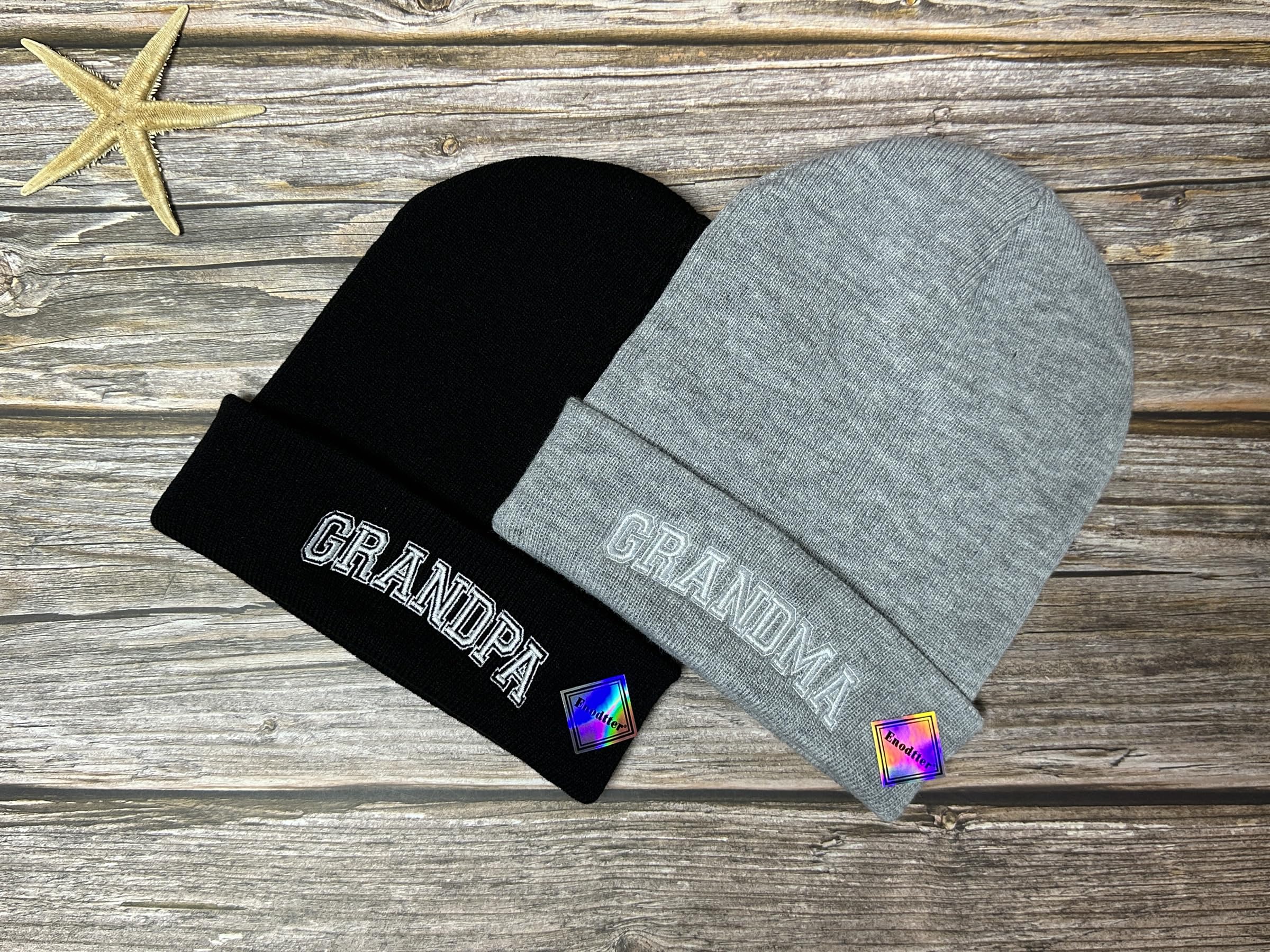 Mr Mrs Grandpa Grandma Dad Mom Hubby Wifey Beanie Hats