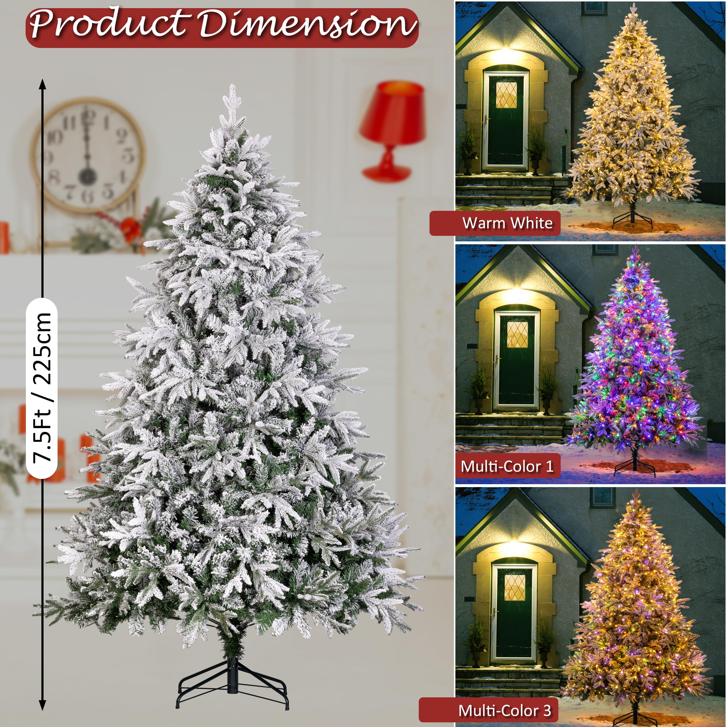 Sunnyglade 4ft Artificial Christmas Tree with 240 LED Lights (Not pre-lit), Xmas Tree Full Tree with 300 Branch Tips & 11 Modes Light, RGB & Warm White Light, Foldable Stand for Home, Party Decor