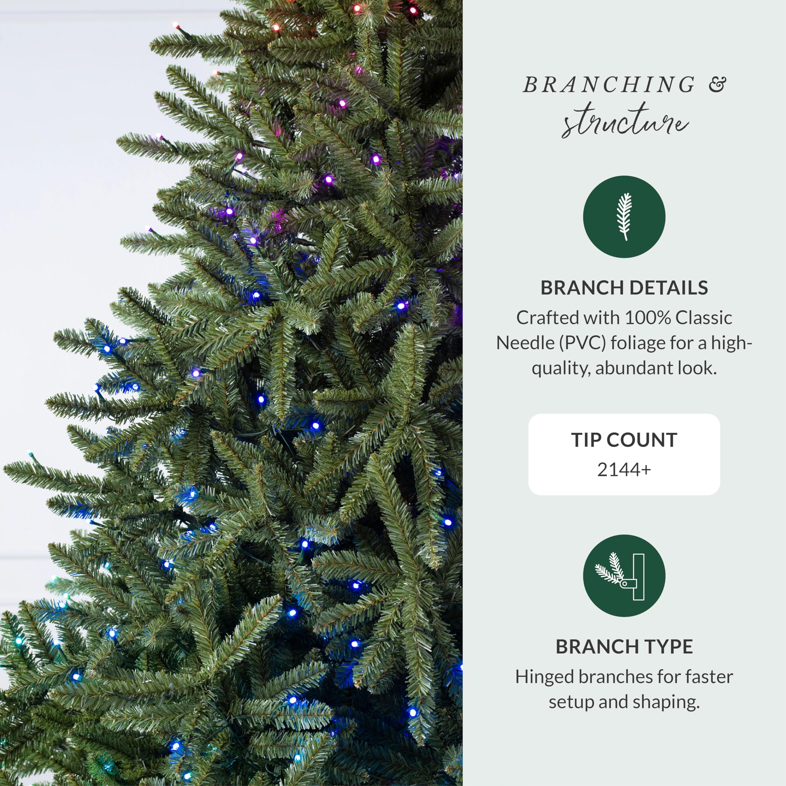 Balsam Hill 7.5ft Pre-Lit Classic Blue Spruce - Artificial Christmas Tree with 2,960+ Tips, 1,000 Clear LED Lights, Easy Plug Technology & Premium Stand for Indoor Holiday Decorating