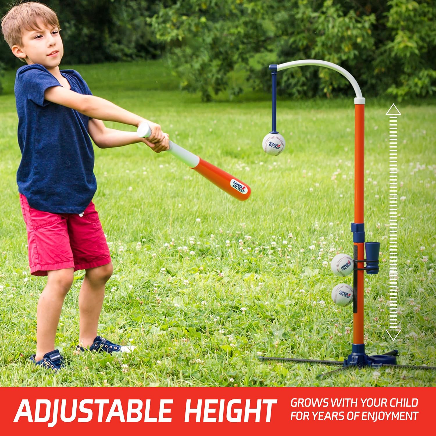 Ninja Blast Tee Ball Set for Kids - 5 Year Old Boy Birthday Gift - Baseball Batting Tee- T Ball Set for Toddlers 3-5 4-6 - Toys for Ages 3 4 5 6 Year Old Boy - Toddler Outdoor Toys, Baseball Tee
