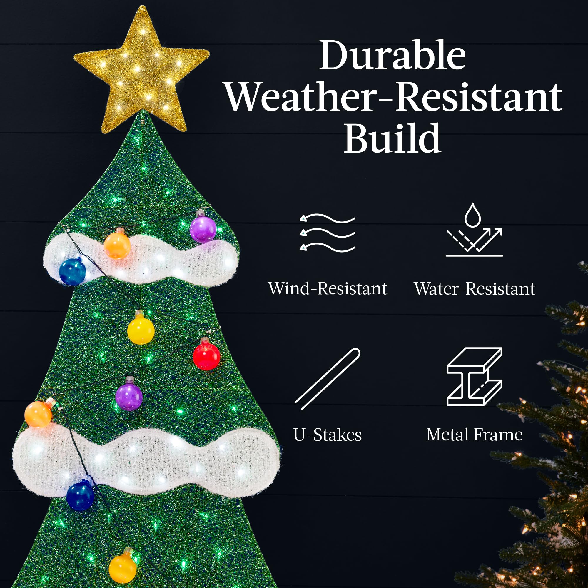 Best Choice Products 6ft Lighted 2D Christmas Tree Outdoor Décor, Large Holiday Yard Decoration w/ 170 Twinkling LED Lights, Storage Bag - Red