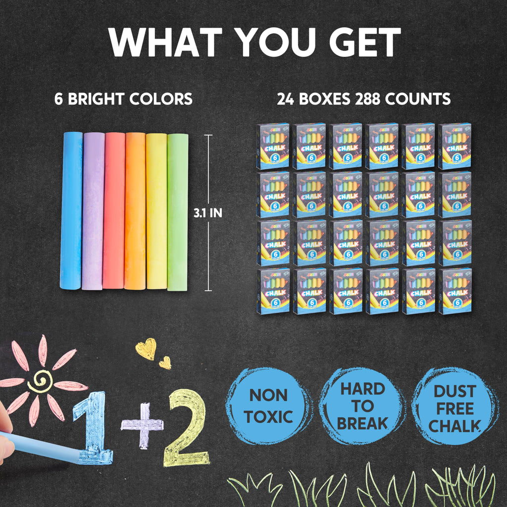 JOYIN 432 Counts Mini Chalk Set for Kids, Non-Toxic Mini Chalk for Boys Girls 3+, School Supplies for Teachers, Goody Bag Fillers, Sidewalk Chalk Party Favors (36 Boxes)