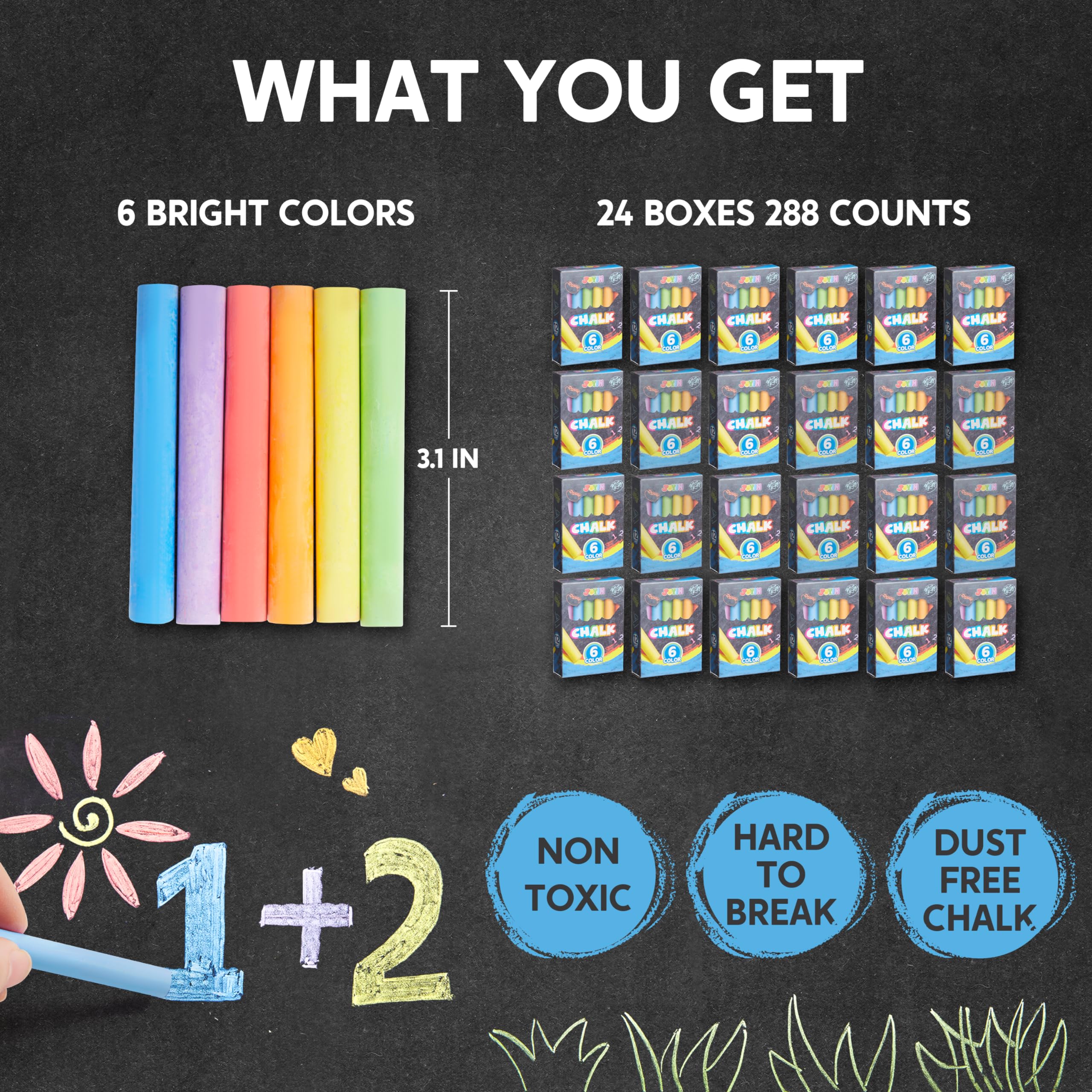 JOYIN 432 Counts Mini Chalk Set for Kids, Non-Toxic Mini Chalk for Boys Girls 3+, School Supplies for Teachers, Goody Bag Fillers, Sidewalk Chalk Party Favors (36 Boxes)