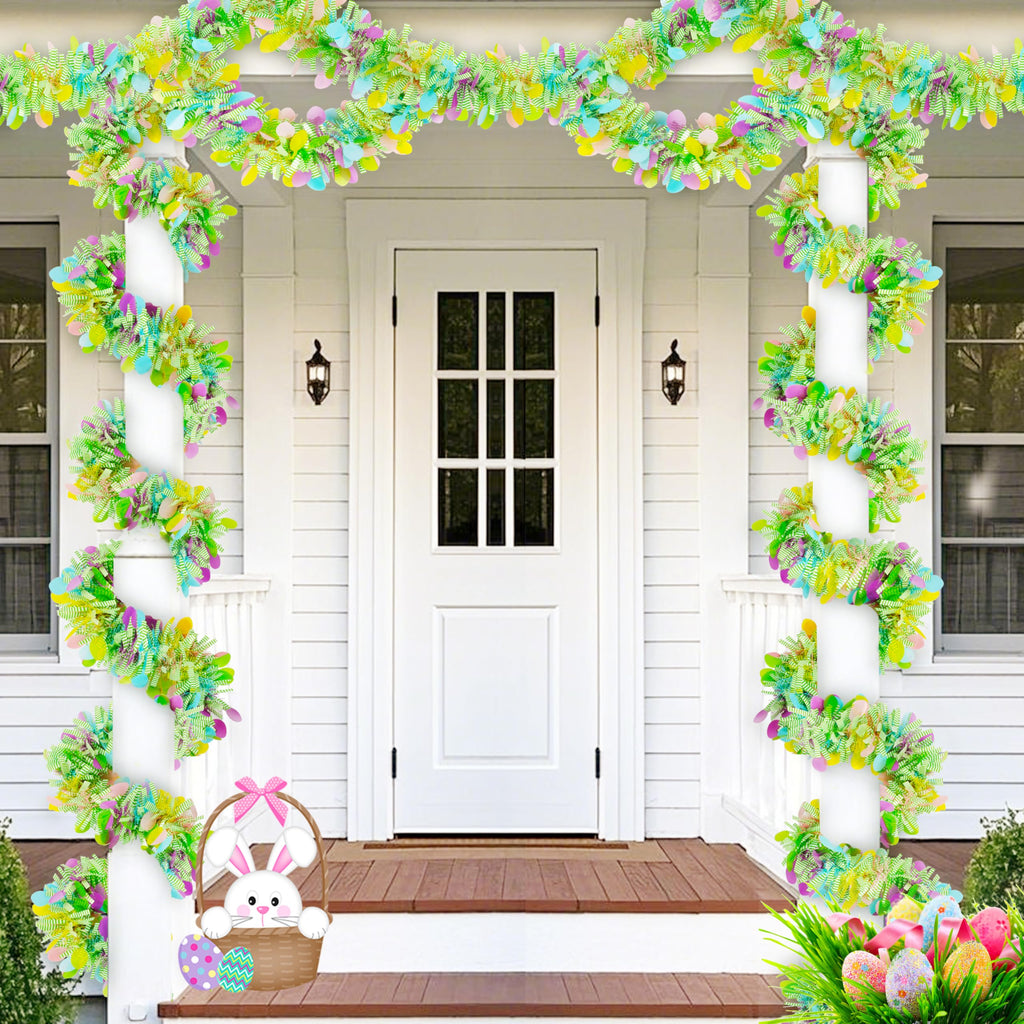 50FT St. Patrick's Day Tinsel Garland Shamrock Hat Green Gold Metallic Tinsel Twist Garland for Irish Saint Patricks Day Party Home Decor Indoor Outdoor Decoration