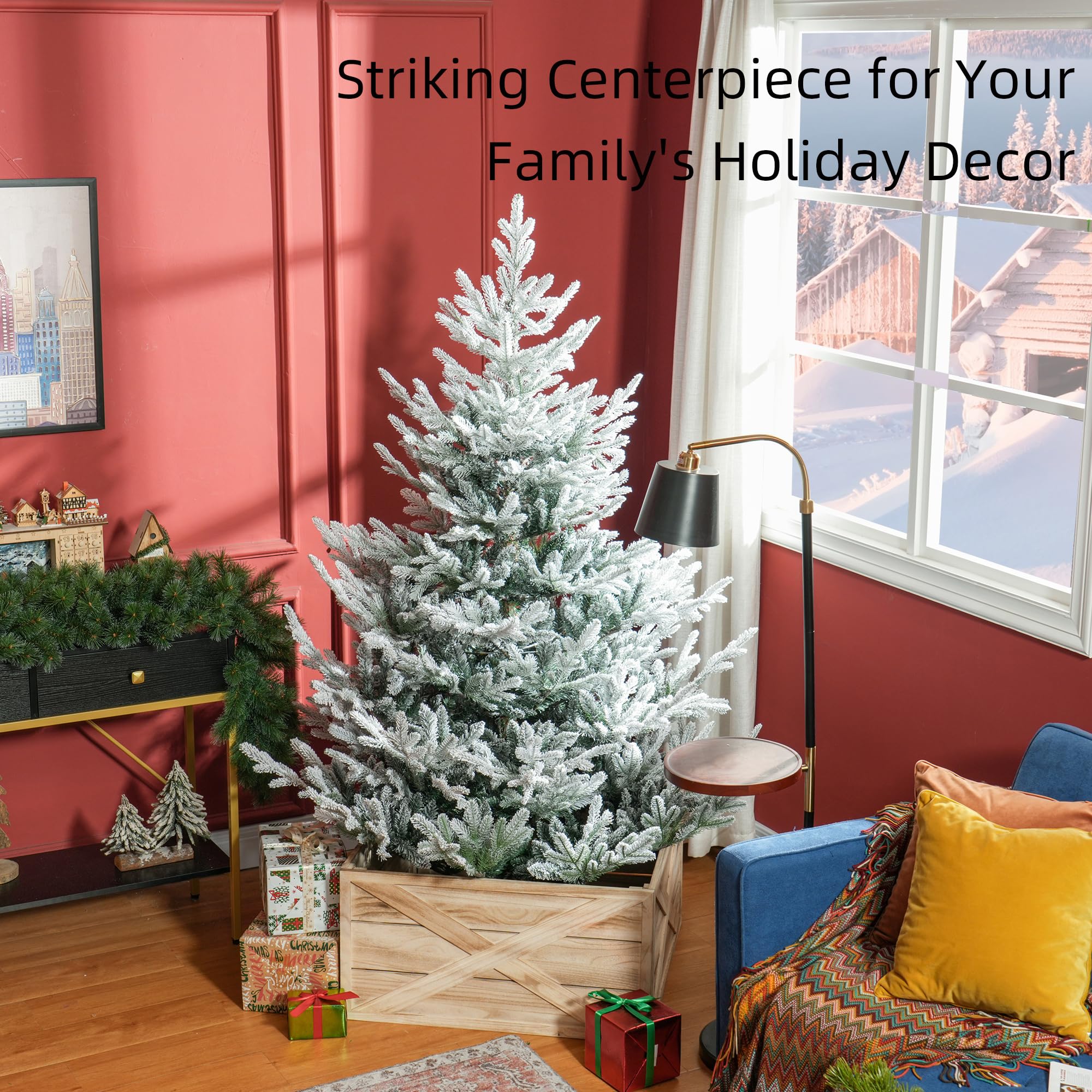 HOMCOM 7.5 Foot Artificial Christmas Tree, Nordic Pine Hinged Xmas Tree with 1218 Realistic Branches, Wide Steel Base, Auto Open, Green