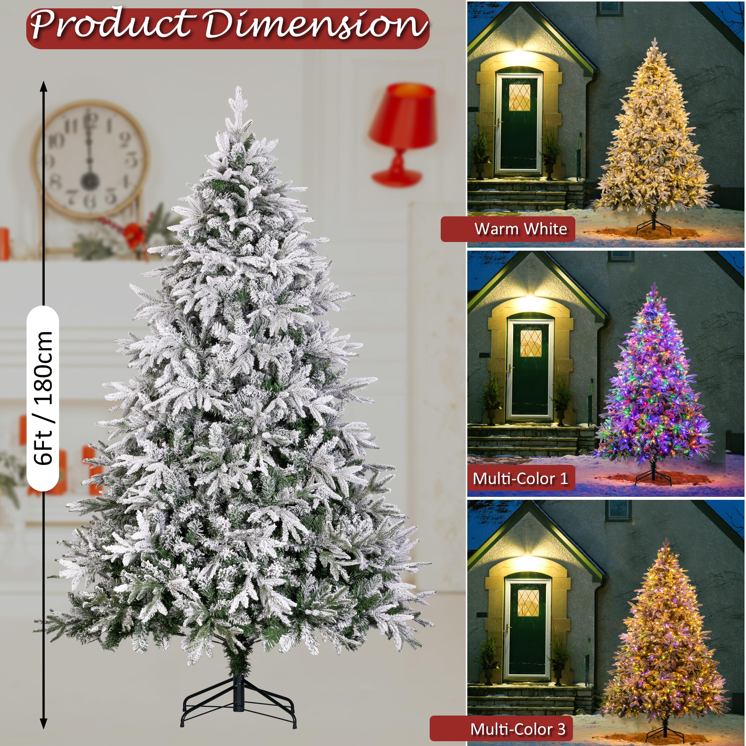 Sunnyglade 4ft Artificial Christmas Tree with 240 LED Lights (Not pre-lit), Xmas Tree Full Tree with 300 Branch Tips & 11 Modes Light, RGB & Warm White Light, Foldable Stand for Home, Party Decor