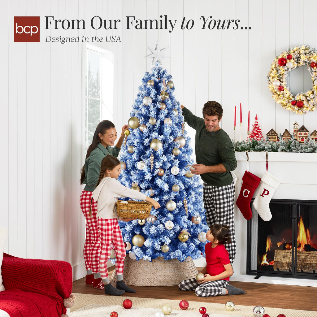 Best Choice Products Artificial Flocked Christmas Tree, 6ft Premium Unlit Pine Holiday Décor w/Full Branches, Metal Stand - Green