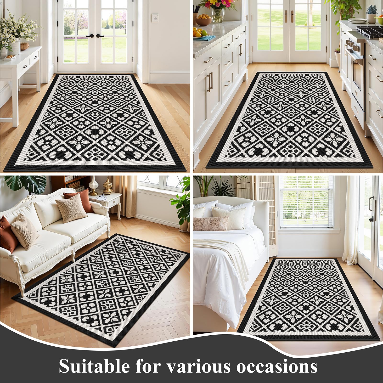 Ileading Christmas Entrance Door Mat, Absorbent Dog Mats for Muddy Paws, Low-Profile Small Red Xmas Decor Kitchen Runner Rug with Non-Slip Backing, Machine Washable Entryway Welcome Mat(Red 24"X36")