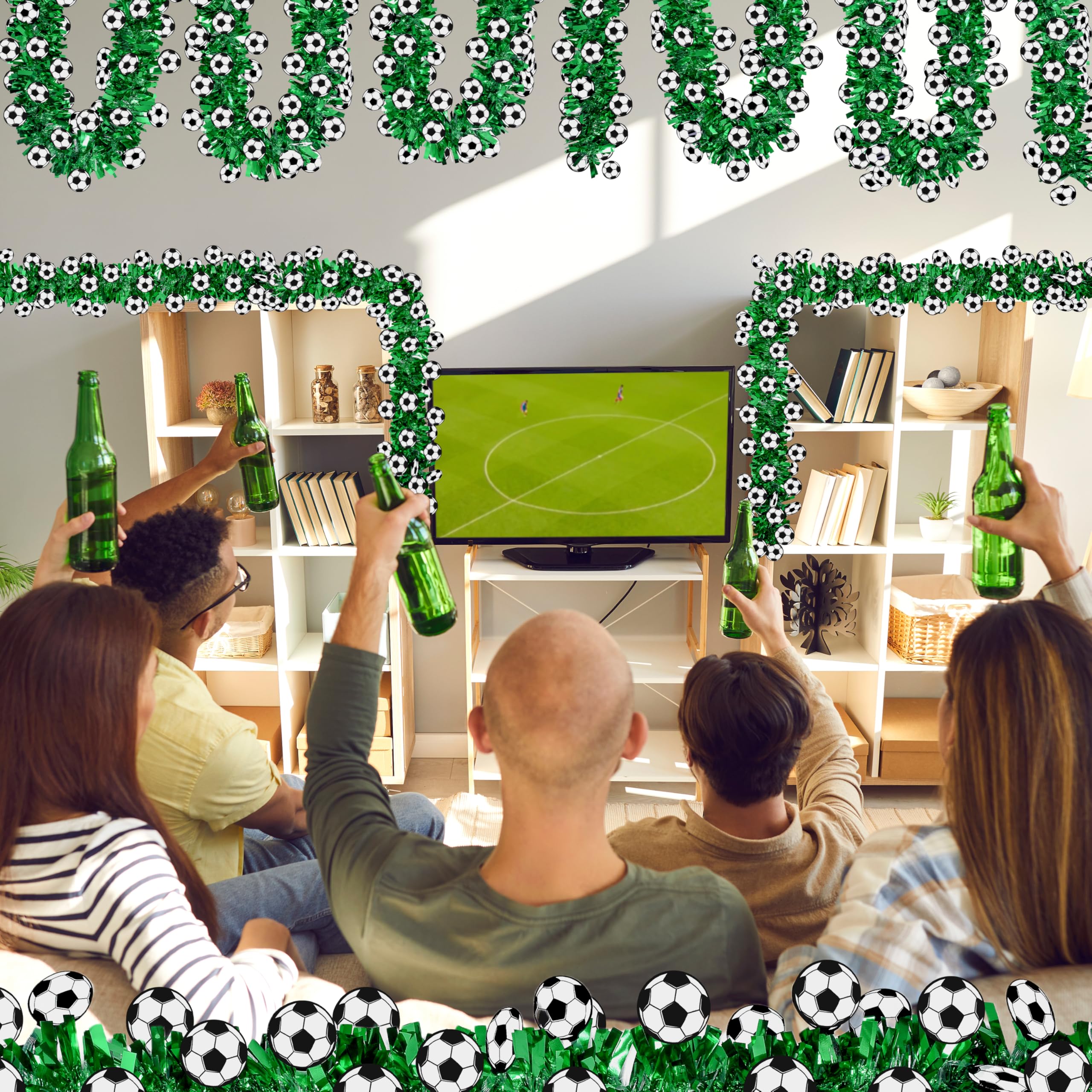 50FT St. Patrick's Day Tinsel Garland Shamrock Hat Green Gold Metallic Tinsel Twist Garland for Irish Saint Patricks Day Party Home Decor Indoor Outdoor Decoration