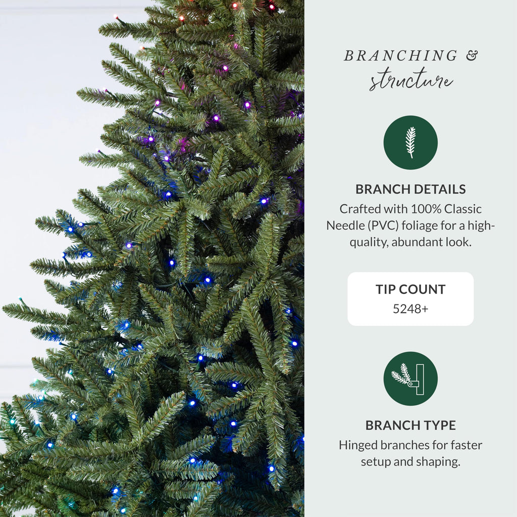 Balsam Hill 7.5ft Pre-Lit Classic Blue Spruce - Artificial Christmas Tree with 2,960+ Tips, 1,000 Clear LED Lights, Easy Plug Technology & Premium Stand for Indoor Holiday Decorating