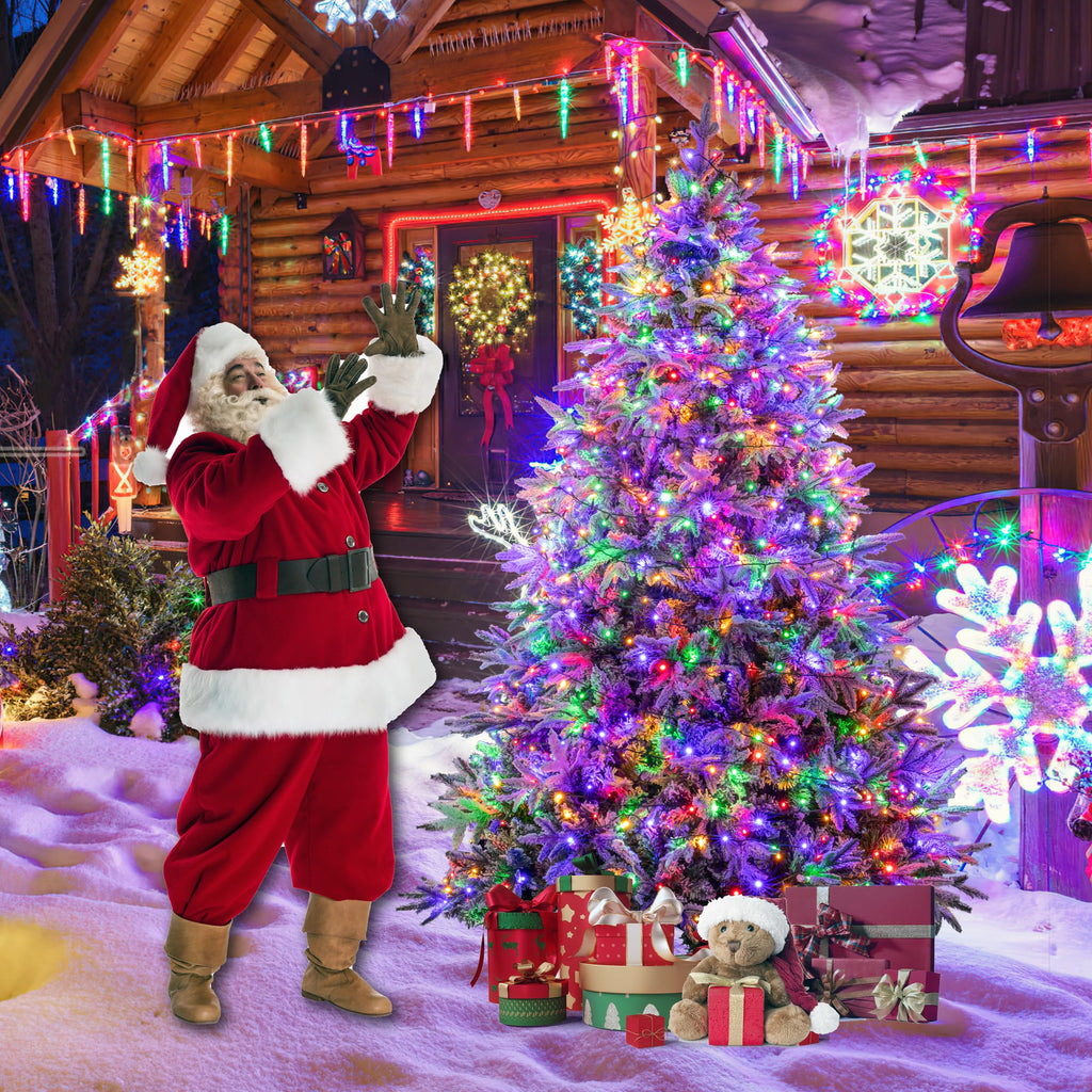 Sunnyglade 4ft Artificial Christmas Tree with 240 LED Lights (Not pre-lit), Xmas Tree Full Tree with 300 Branch Tips & 11 Modes Light, RGB & Warm White Light, Foldable Stand for Home, Party Decor