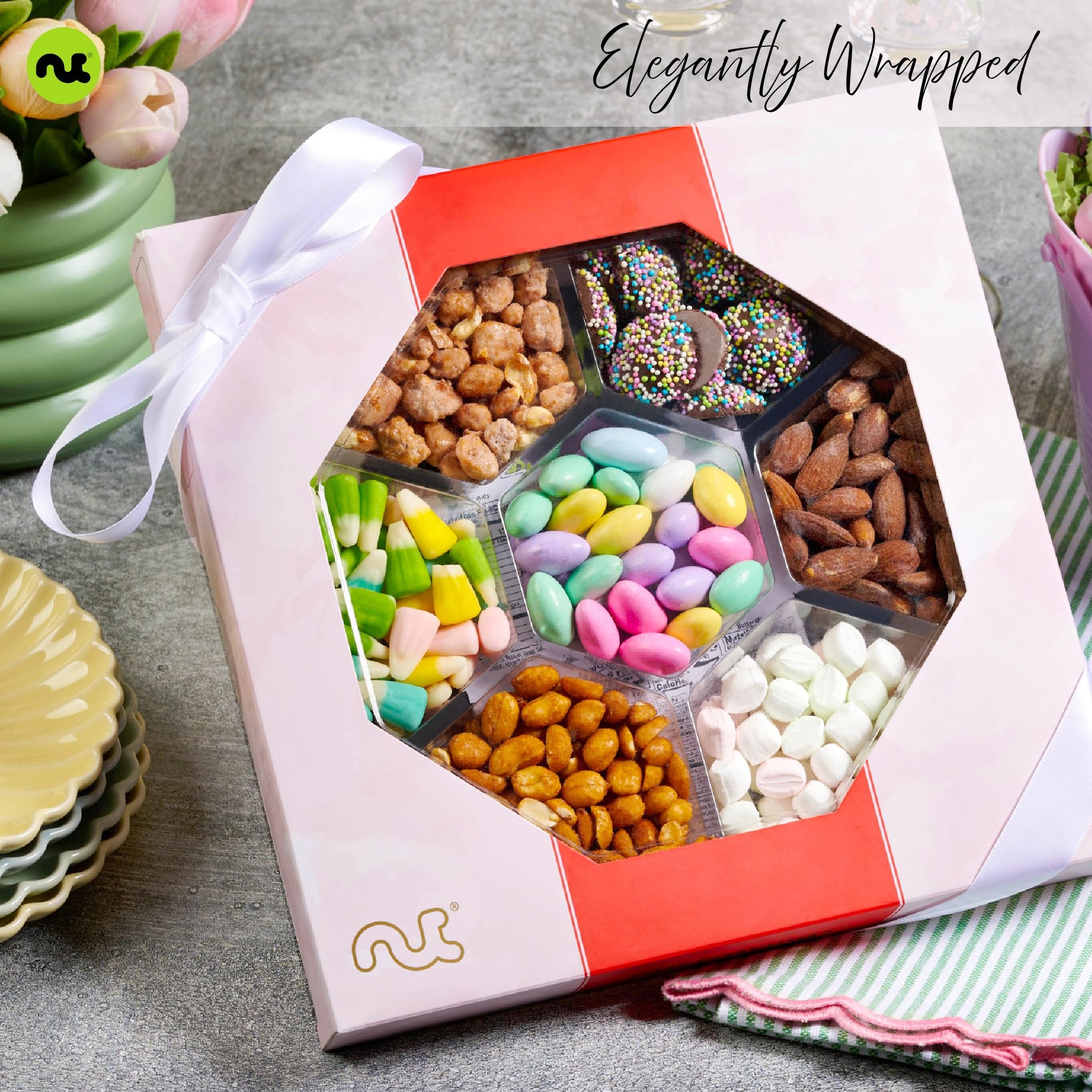 NUT CRAVINGS - Fathers Day Treats, Gift For Dad, Mixed Nuts Heart Shaped Gift Basket, Love in A Box (6 Assortments, 2 LB) Romantic Food Arrangement, Healthy Snack Care Package, Food Assortments