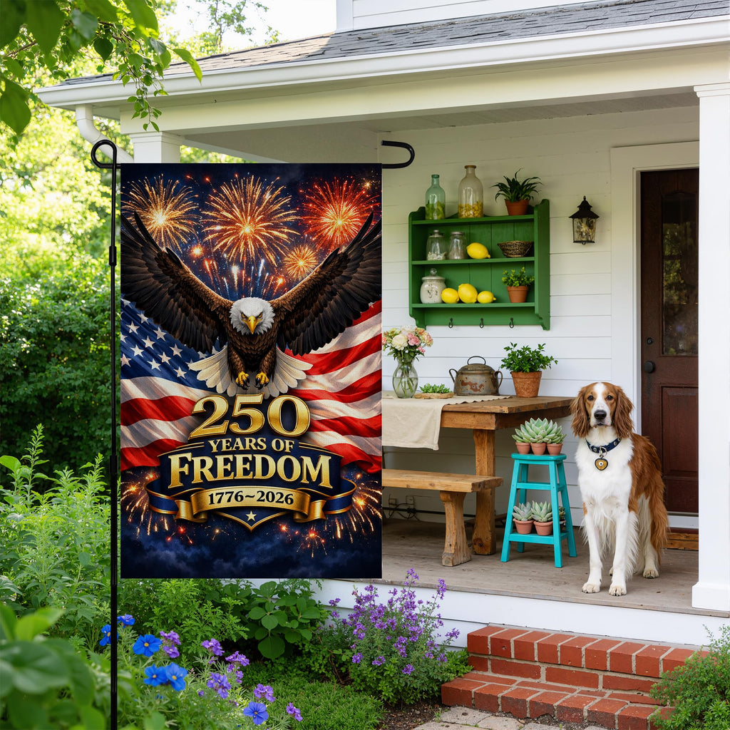 4th of July Decorations - Patriotic Stars Welcome Garden Flag | Double Sided Fourth of July Accessories Patriotic Banner | 250 Anniversary USA Merchandise for Garden Yard Porch Patio Lawn Outdoor Outside Decor