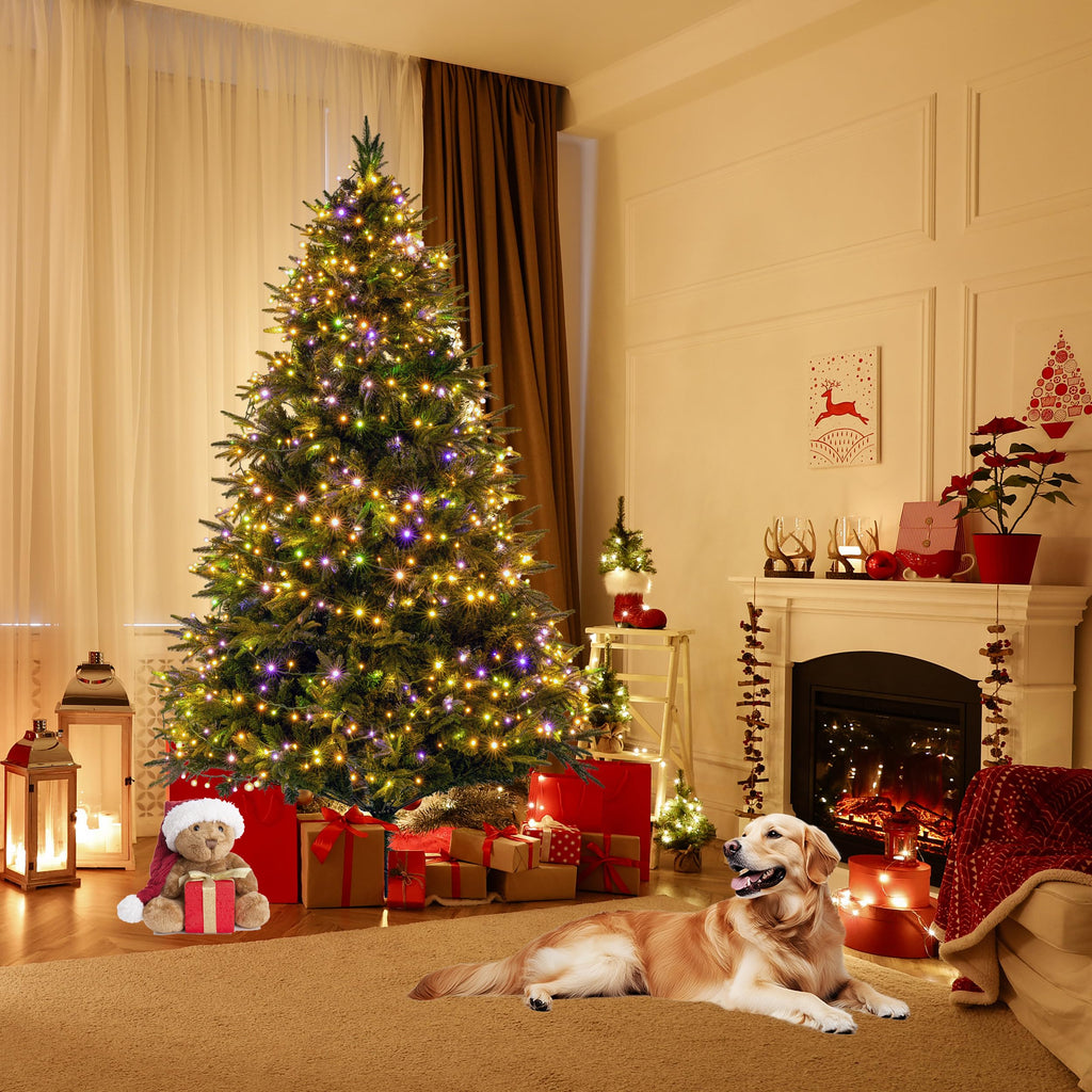 Sunnyglade 4ft Artificial Christmas Tree with 240 LED Lights (Not pre-lit), Xmas Tree Full Tree with 300 Branch Tips & 11 Modes Light, RGB & Warm White Light, Foldable Stand for Home, Party Decor