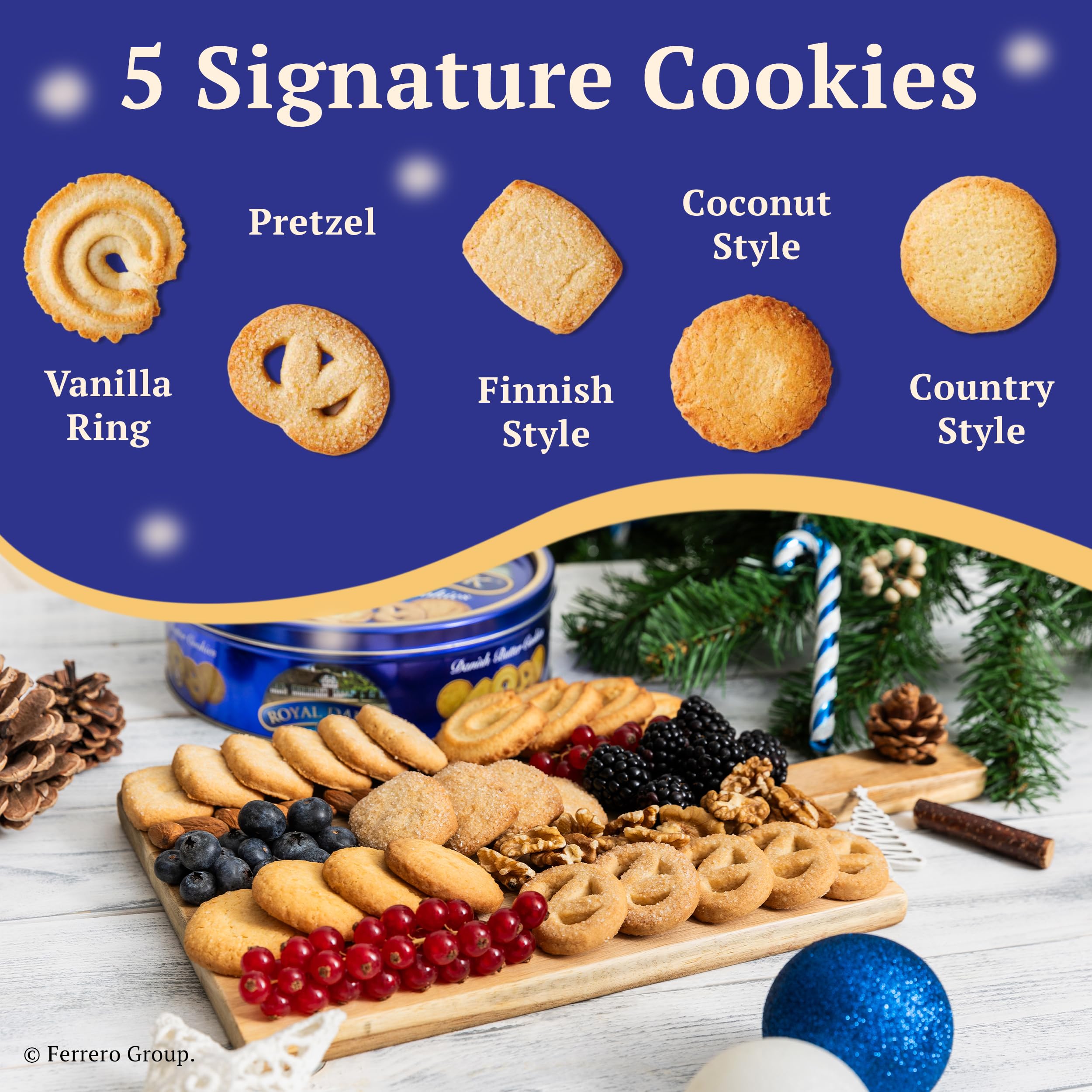 Royal Dansk Danish Butter Cookies, Premium Assorted Cookies in Gift Tin, Great for Sharing and Gifting, 12 oz