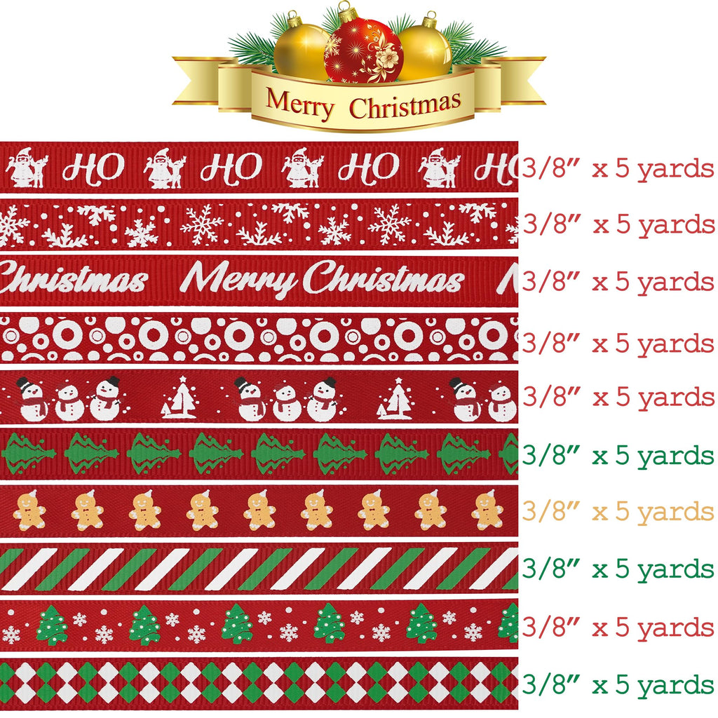 MEEDEE 3/8 Inch Satin Ribbon Set – 10 Rolls Rainbow Double Face Ribbon for Gift Wrapping, 5 Yards Each (Total 50 Yards), Decorative Ribbon for Presents & Party Favors