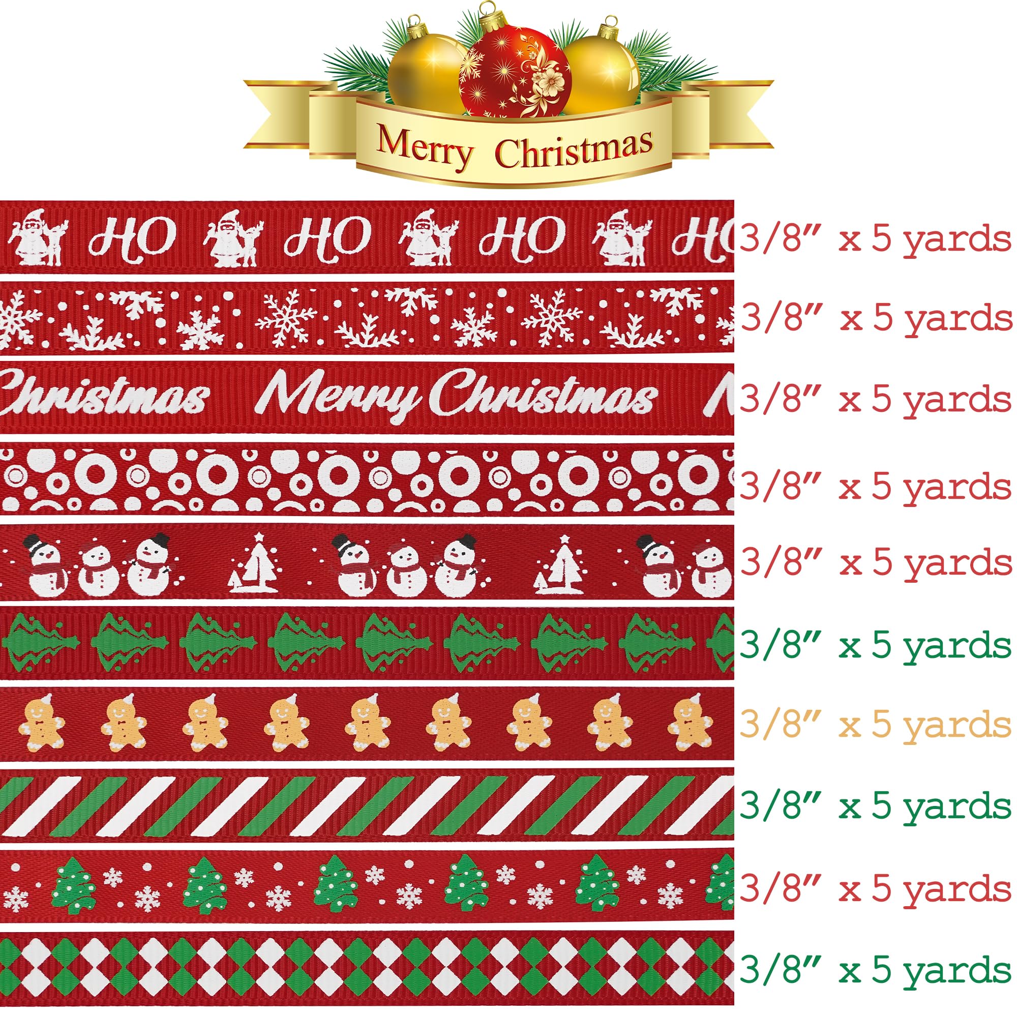 MEEDEE 3/8 Inch Satin Ribbon Set – 10 Rolls Rainbow Double Face Ribbon for Gift Wrapping, 5 Yards Each (Total 50 Yards), Decorative Ribbon for Presents & Party Favors