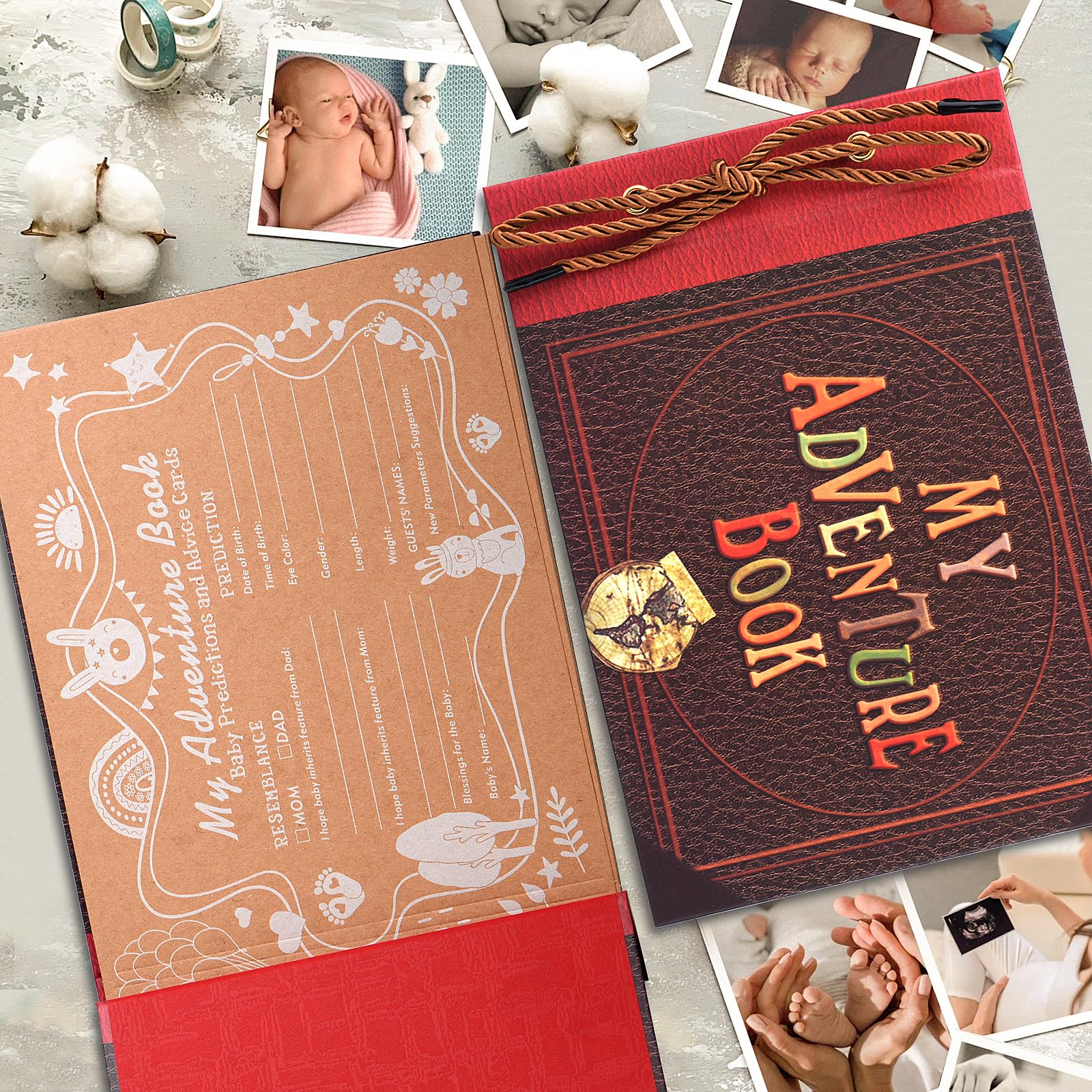 Our Adventure Book Retro Vintage, DIY Scrapbook Photo Album Travel Diary, Multipurpose Guestbook Memory Journal, Ideal Gift for Wedding Anniversary Travel Baby Friends Souvenir Keepsake