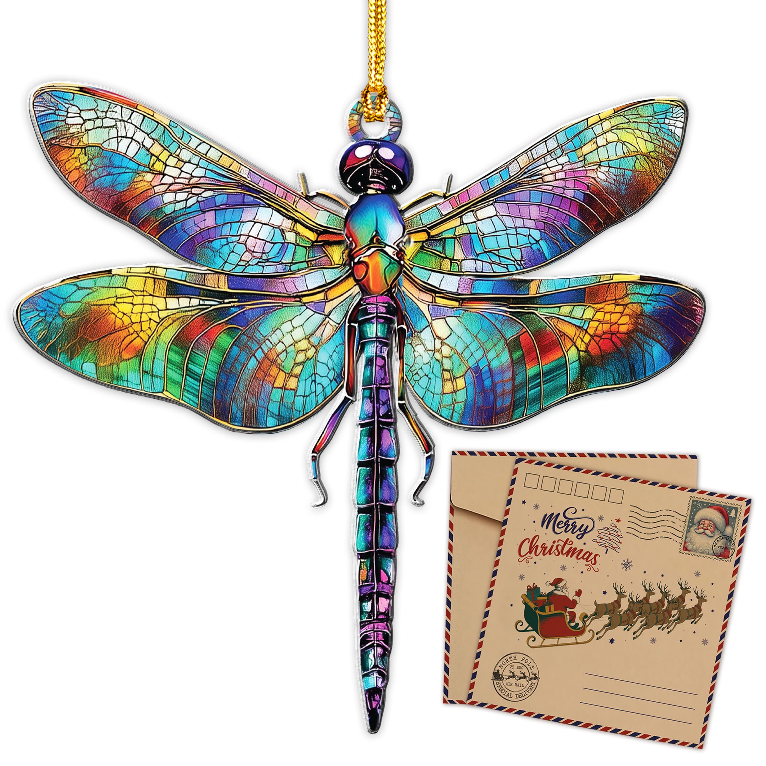 Dragon Stained Glass Ornament - Christmas Ornaments 2025 - Dragon Suncatcher for Christmas Tree Decorations - Dragons Gifts for Men, Women - Gothic Christmas Ornaments - New Year Gift