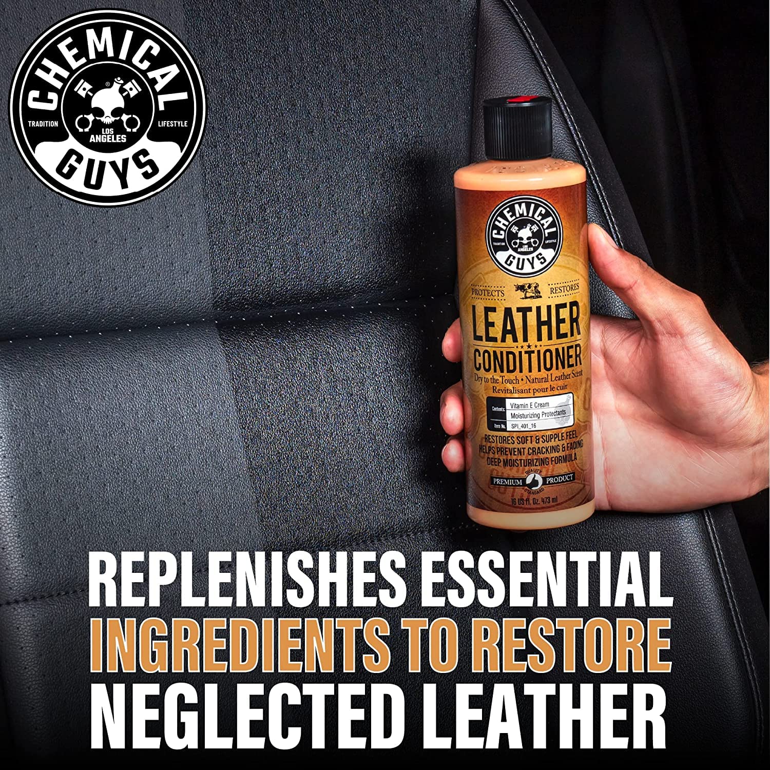 Chemical Guys Leather Cleaner and Conditioner Kit - Car Cleaner and Conditioner, Safely Cleans & Conditions Leather Car Interiors, Furniture, Shoes, Boots, Bags, Apparel & More, 2 Bottles (16 oz Each)