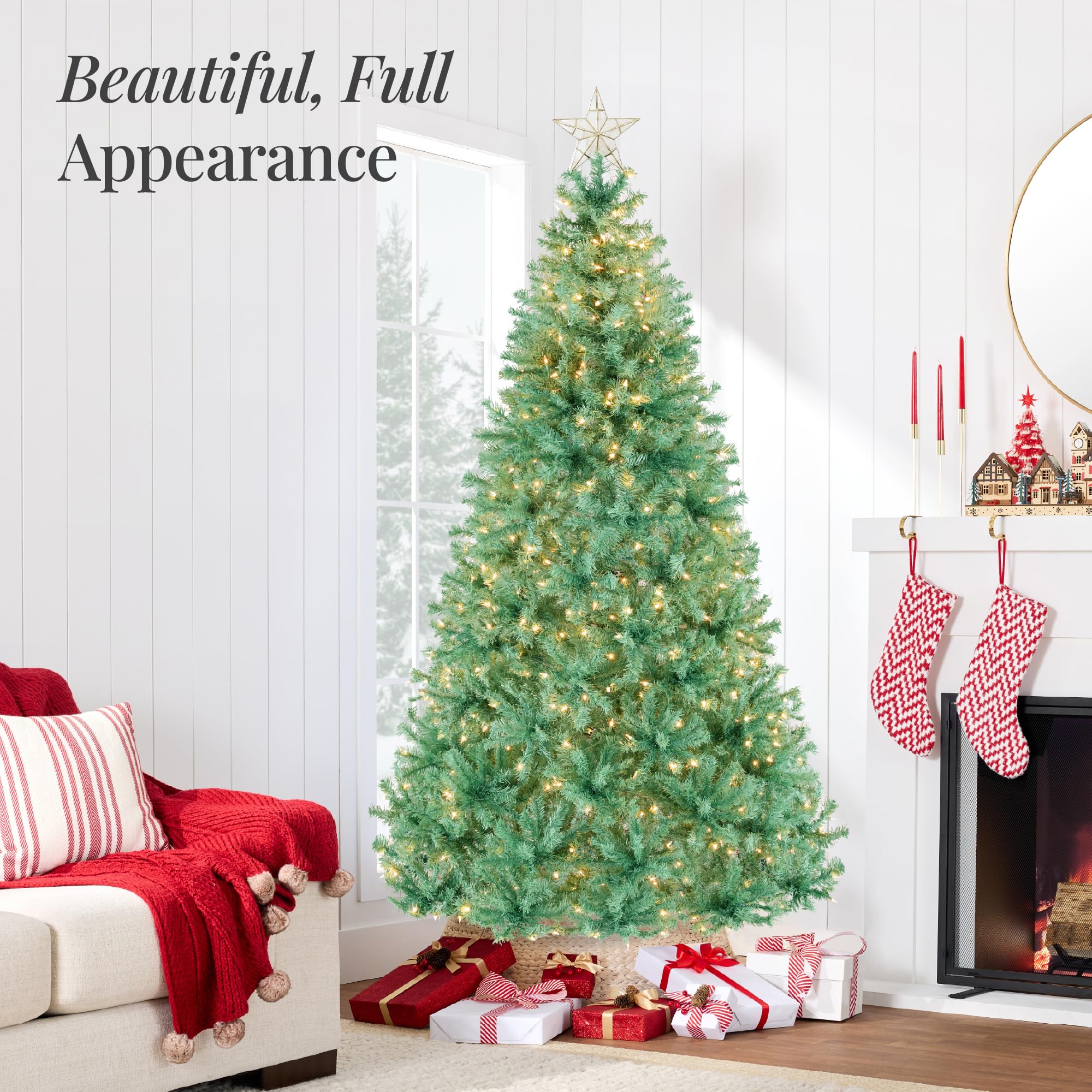 Best Choice Products White Christmas Tree 6ft Pre-Lit Artificial Pine Tree Premium Holiday Decoration w/Warm White Lights, Stand, Easy Assembly