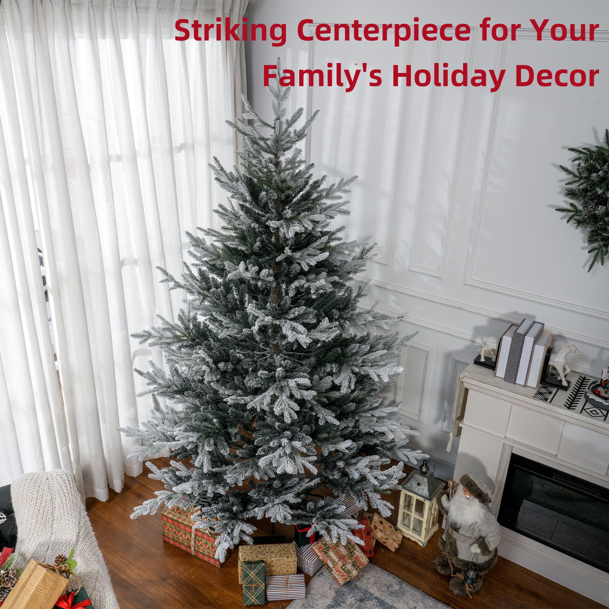 HOMCOM 7.5 Foot Artificial Christmas Tree, Nordic Pine Hinged Xmas Tree with 1218 Realistic Branches, Wide Steel Base, Auto Open, Green