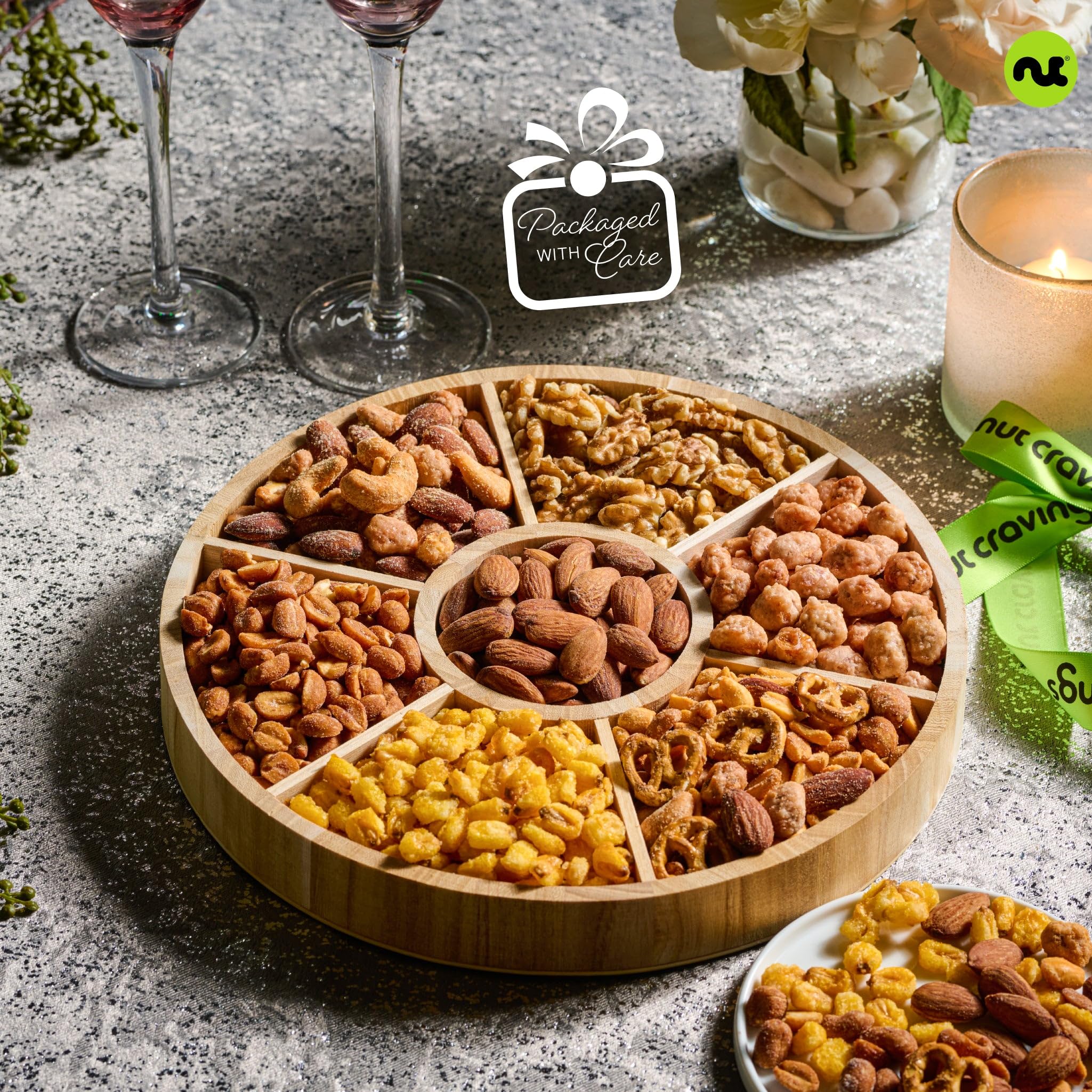 NUT CRAVINGS - Fathers Day Treats, Gift For Dad, Mixed Nuts Heart Shaped Gift Basket, Love in A Box (6 Assortments, 2 LB) Romantic Food Arrangement, Healthy Snack Care Package, Food Assortments