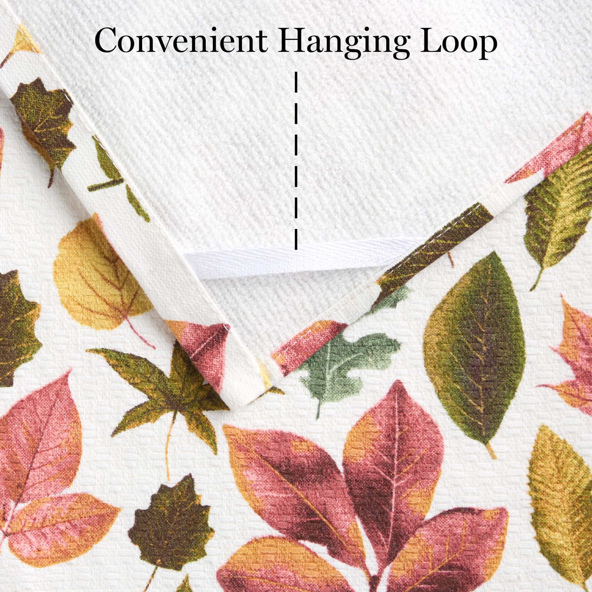 Martha Stewart Autumn Harvest Pumpkins Kitchen Towel 3-Pack Set, 100% Cotton with Absorbent Terrycloth, Decorative Kitchen Towels, Orange/Green/Ivory, 16"x28"