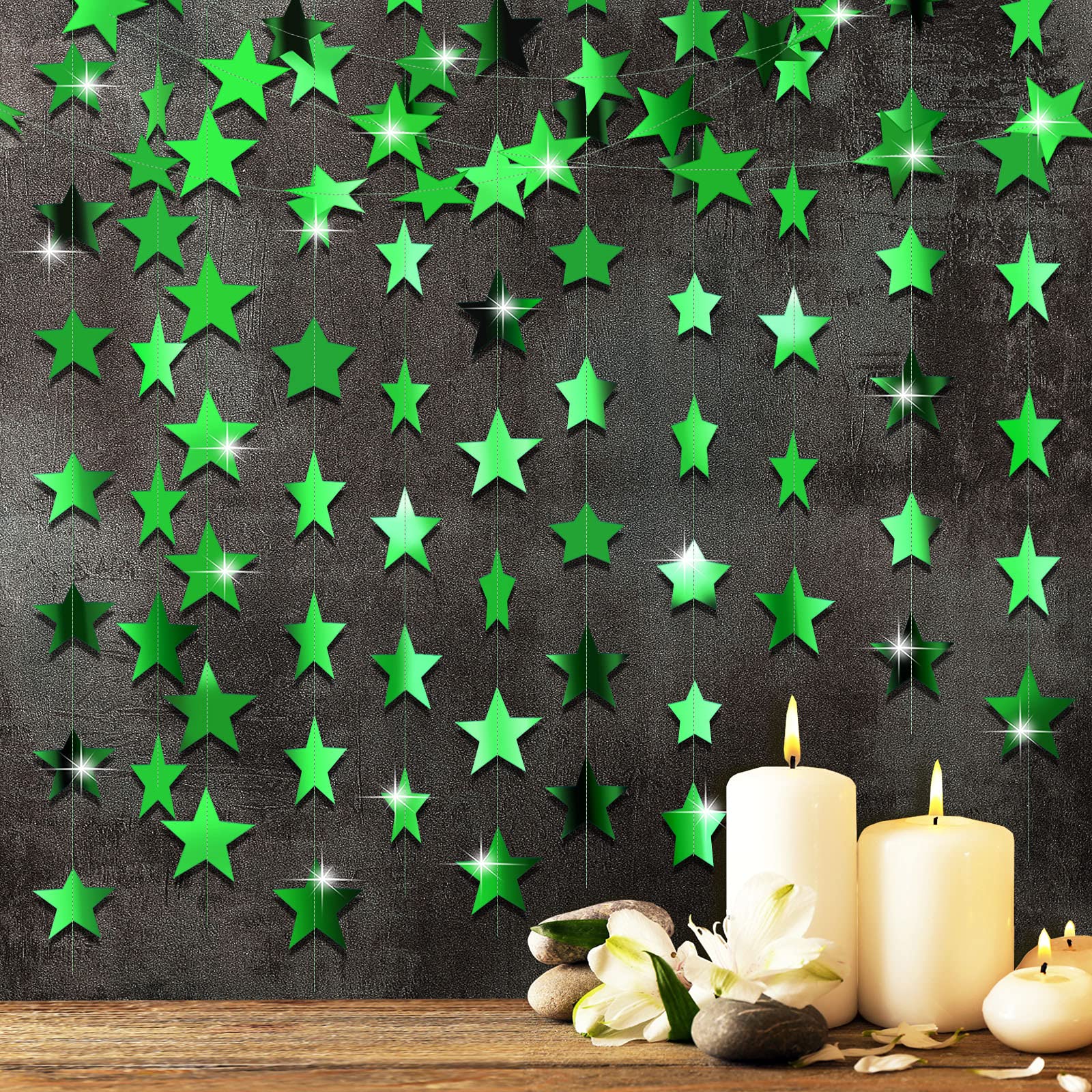 Patelai Glitter Star Garland Banner 2026 Graduation Decor 130 Feet Star Hanging Banner Twinkle Backdrop for Party Birthday Classroom Wedding Supplies(Gold)