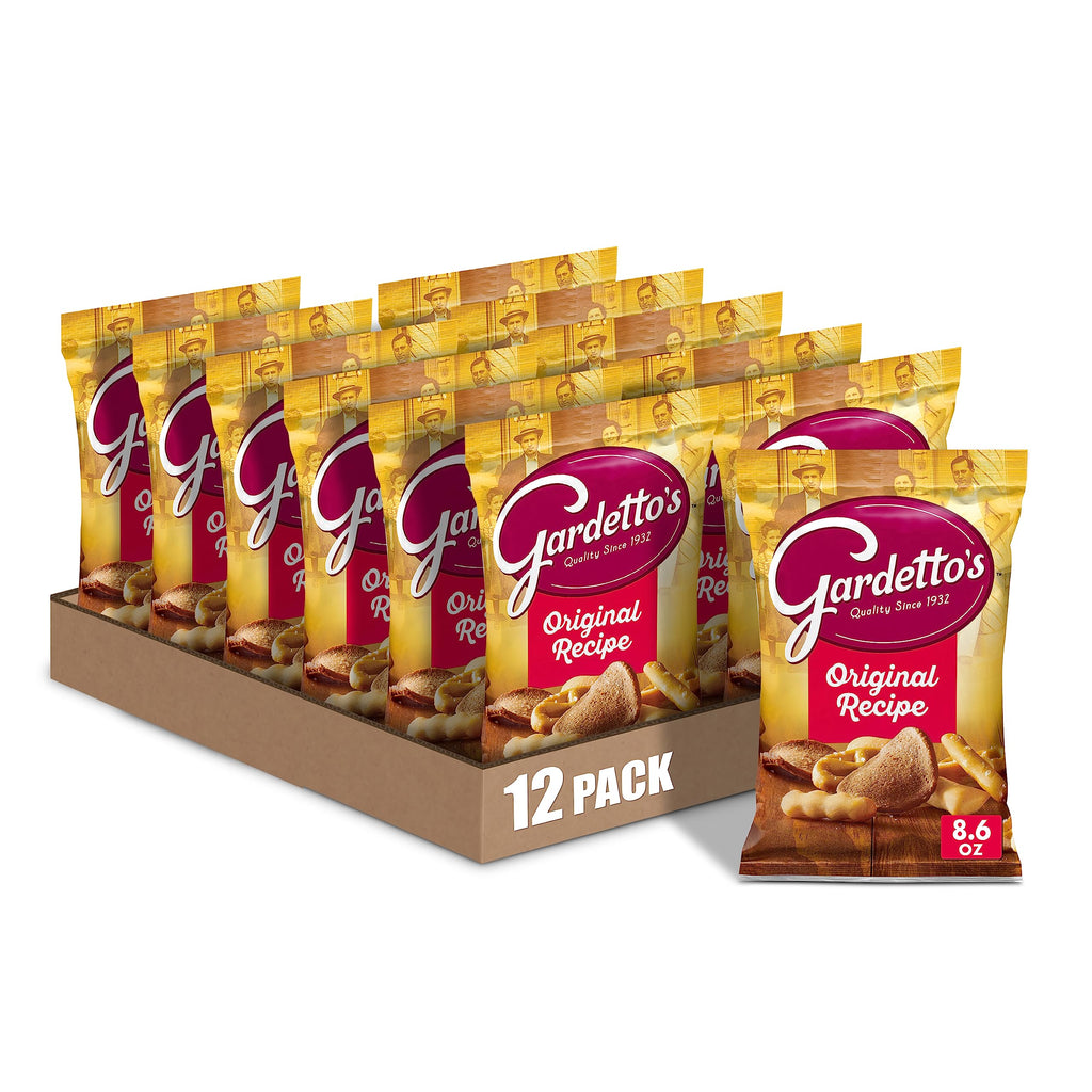 Gardetto's Original Recipe Snack Mix, Crunchy Breadsticks, Pretzels & Roasted Rye Chips, Kosher Snacks Multipack, 10 Single-Serve Bags, Individually Wrapped Party & Family Pack, 17.5 oz Bulk Box