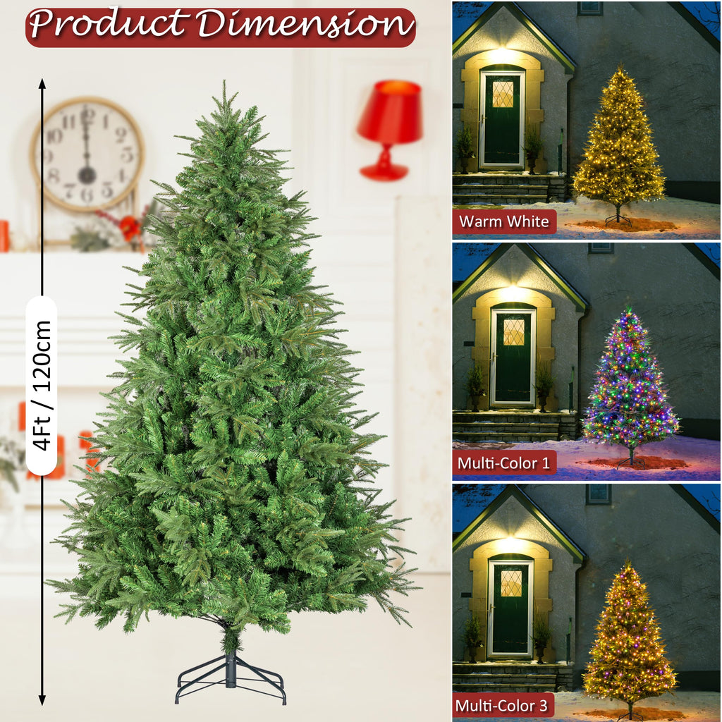 Sunnyglade 4ft Artificial Christmas Tree with 240 LED Lights (Not pre-lit), Xmas Tree Full Tree with 300 Branch Tips & 11 Modes Light, RGB & Warm White Light, Foldable Stand for Home, Party Decor