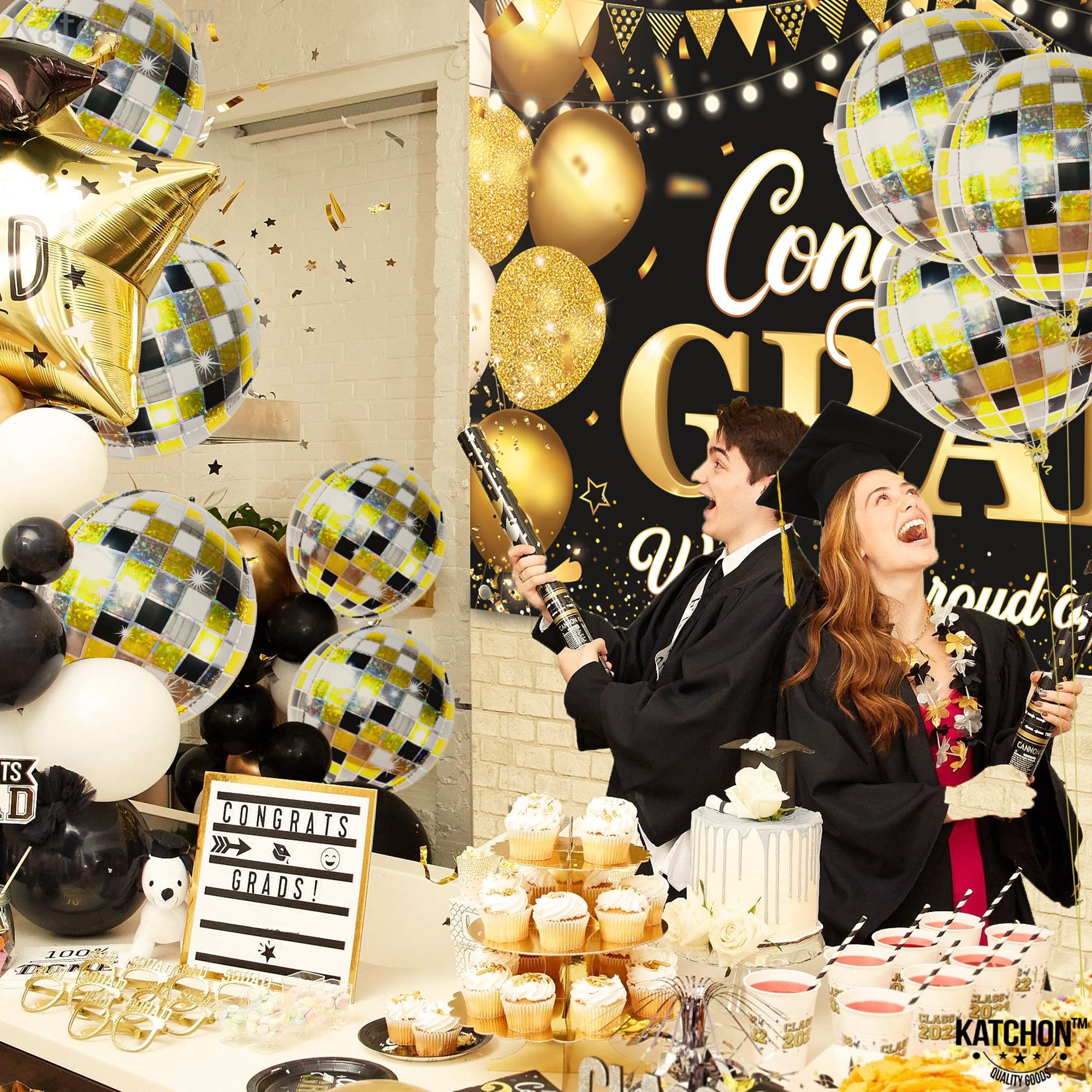 KatchOn, Large Gold Foil Balloons - 22 Inch, Pack of 12 | Gold Balloons for Graduation Decorations 2026 | Mylar Balloons for Anniversary, Wedding, Golden Birthday Party Decorations