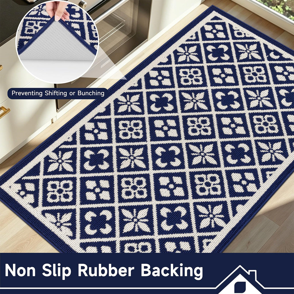 Ileading Christmas Entrance Door Mat, Absorbent Dog Mats for Muddy Paws, Low-Profile Small Red Xmas Decor Kitchen Runner Rug with Non-Slip Backing, Machine Washable Entryway Welcome Mat(Red 24"X36")