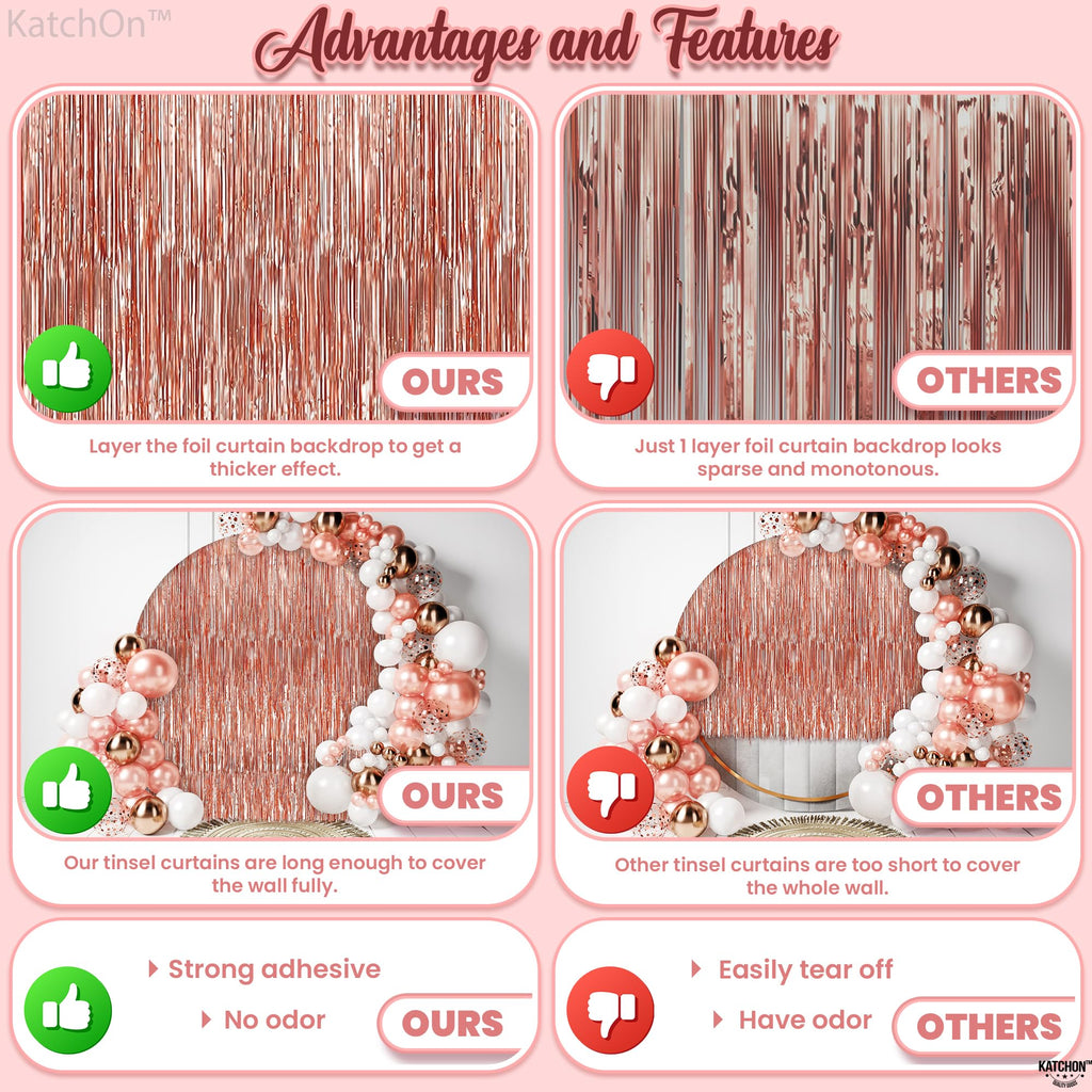 KatchOn, XtraLarge Gold Streamers Backdrop - 3.2x8 Feet, 2 Pcs | Gold Fringe Backdrop Curtain for Ramadan Decorations for Home, Casino, 50th Birthday Decoration | Graduation Decorations 2026