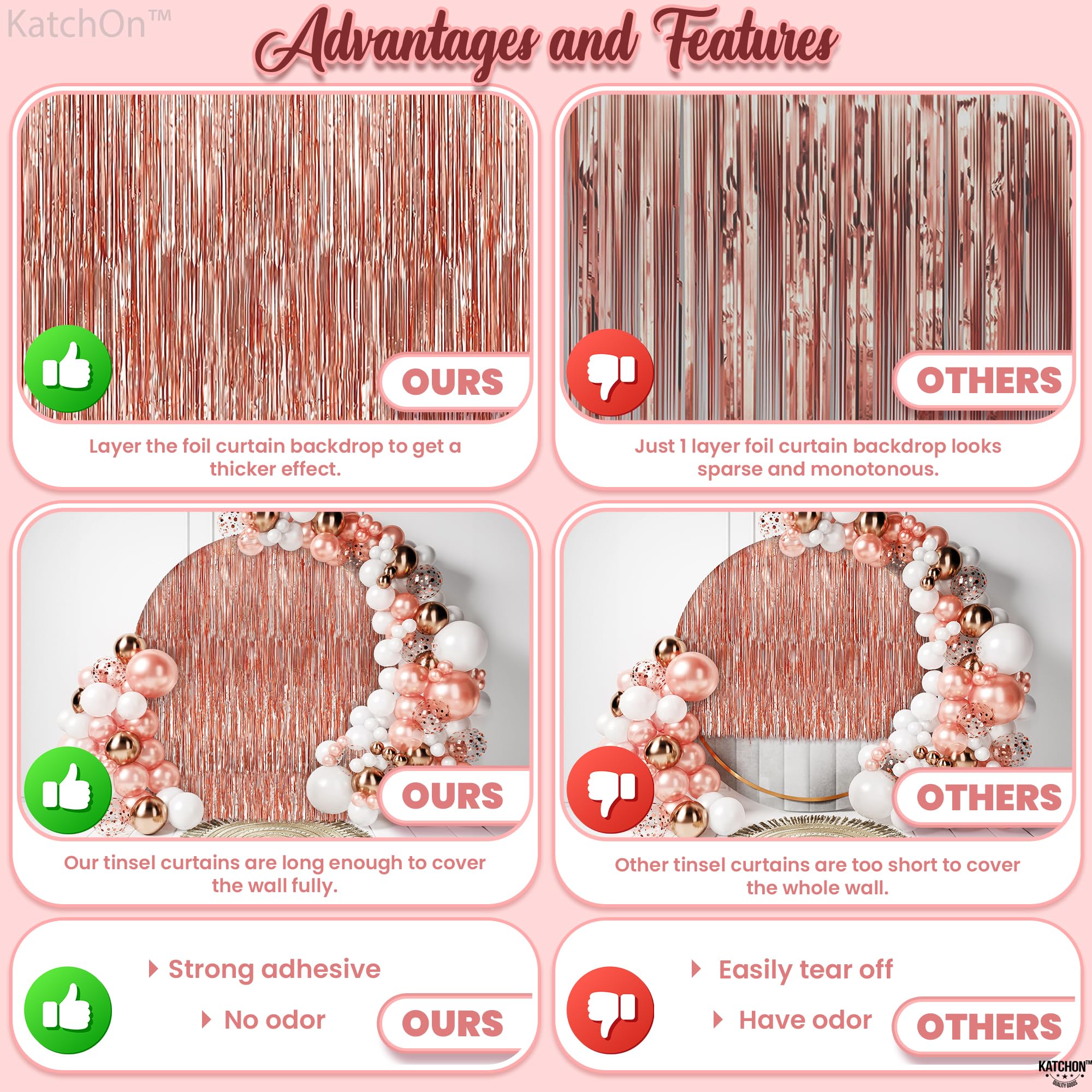 KatchOn, XtraLarge Gold Streamers Backdrop - 3.2x8 Feet, 2 Pcs | Gold Fringe Backdrop Curtain for Ramadan Decorations for Home, Casino, 50th Birthday Decoration | Graduation Decorations 2026