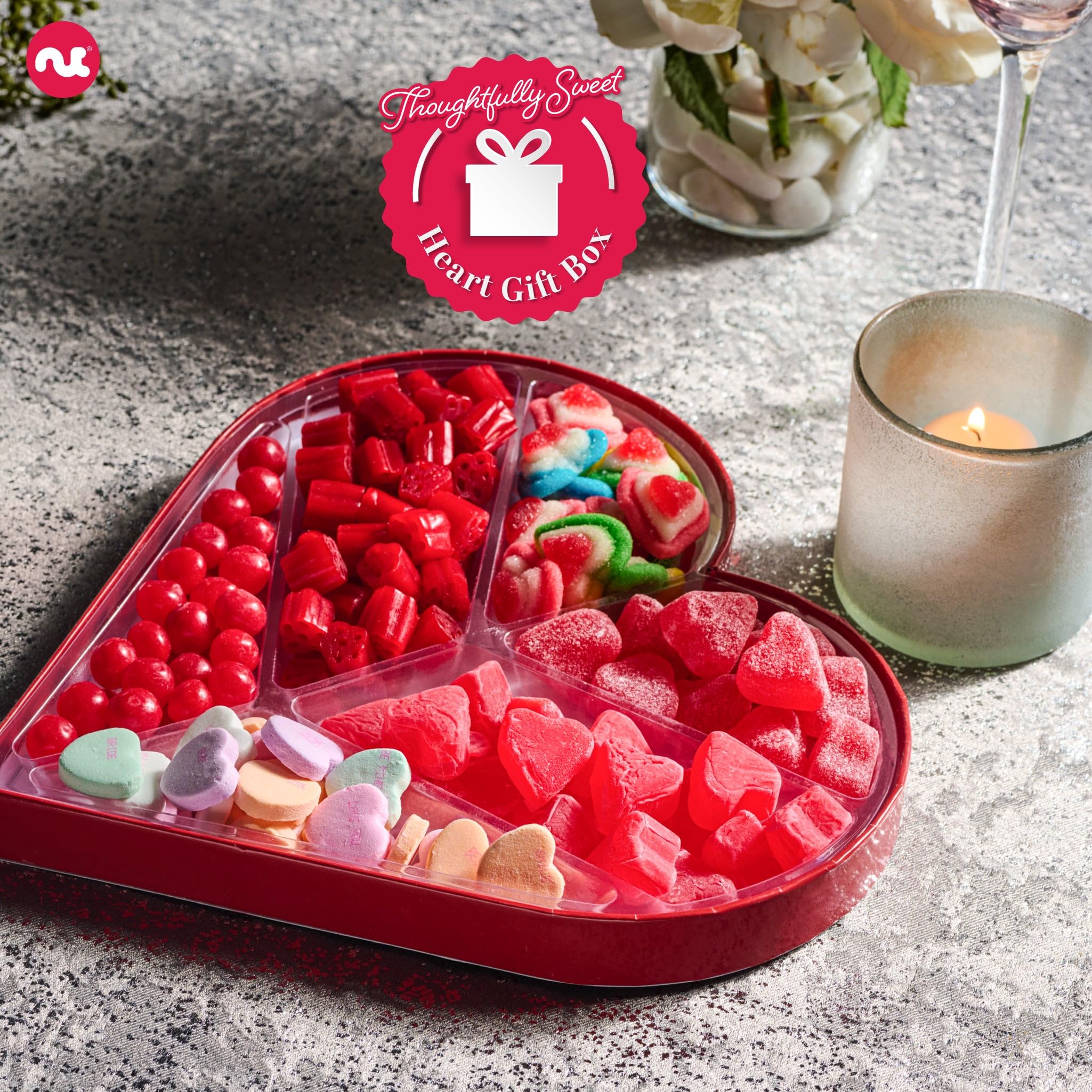 NUT CRAVINGS - Fathers Day Treats, Gift For Dad, Mixed Nuts Heart Shaped Gift Basket, Love in A Box (6 Assortments, 2 LB) Romantic Food Arrangement, Healthy Snack Care Package, Food Assortments