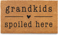 MAINEVENT Grandkids Spoiled Here Door Mat 30x17 Inch, Coir Doormat for Covered Outdoor Area, Welcome Mat w/Non-Slip PVC Backing, Grandchildren Gift for Grandparents