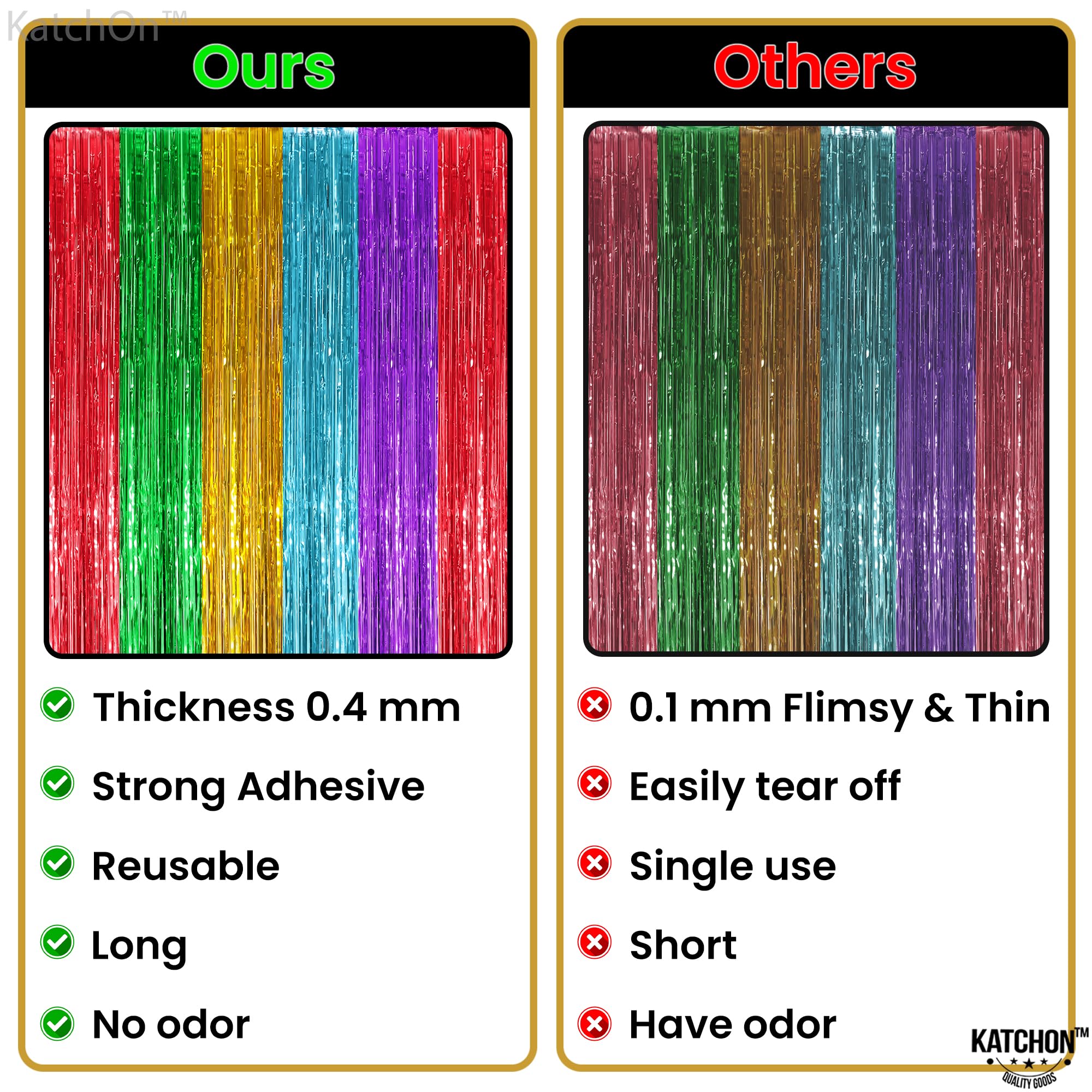 KatchOn, XtraLarge Gold Streamers Backdrop - 3.2x8 Feet, 2 Pcs | Gold Fringe Backdrop Curtain for Ramadan Decorations for Home, Casino, 50th Birthday Decoration | Graduation Decorations 2026