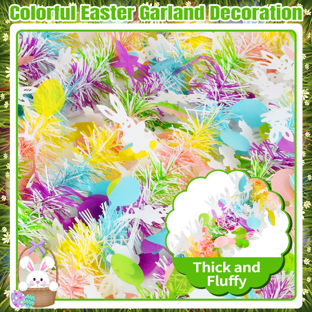 50FT St. Patrick's Day Tinsel Garland Shamrock Hat Green Gold Metallic Tinsel Twist Garland for Irish Saint Patricks Day Party Home Decor Indoor Outdoor Decoration