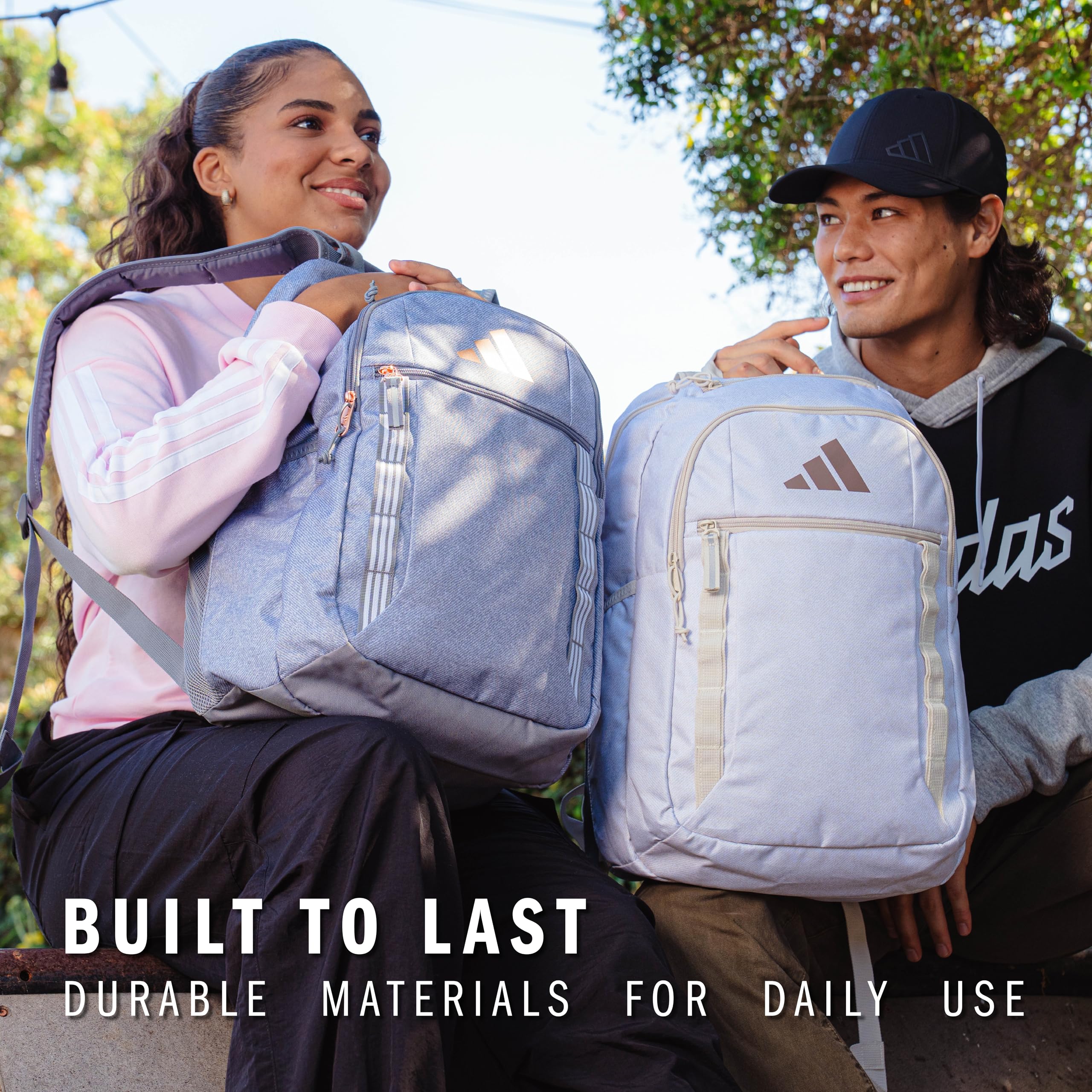 adidas Excel 7 School Backpack for Laptop, Gym and Travel, 34L, Twill White/Black/7.5, OSFA