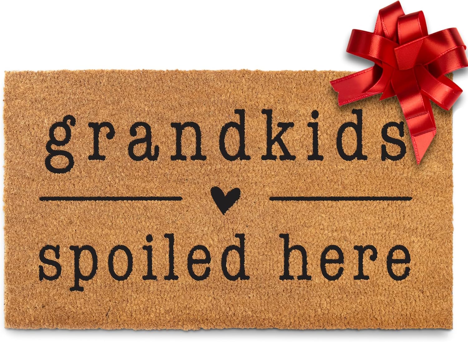 MAINEVENT Grandkids Spoiled Here Door Mat 30x17 Inch, Coir Doormat for Covered Outdoor Area, Welcome Mat w/Non-Slip PVC Backing, Grandchildren Gift for Grandparents