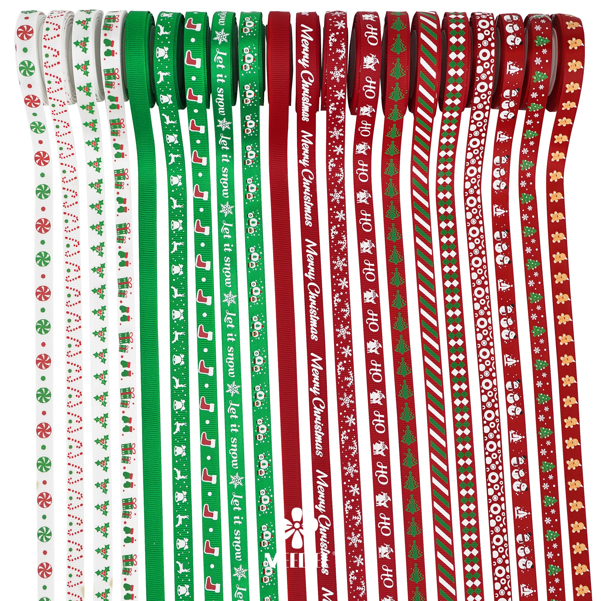 MEEDEE 3/8 Inch Satin Ribbon Set – 10 Rolls Rainbow Double Face Ribbon for Gift Wrapping, 5 Yards Each (Total 50 Yards), Decorative Ribbon for Presents & Party Favors