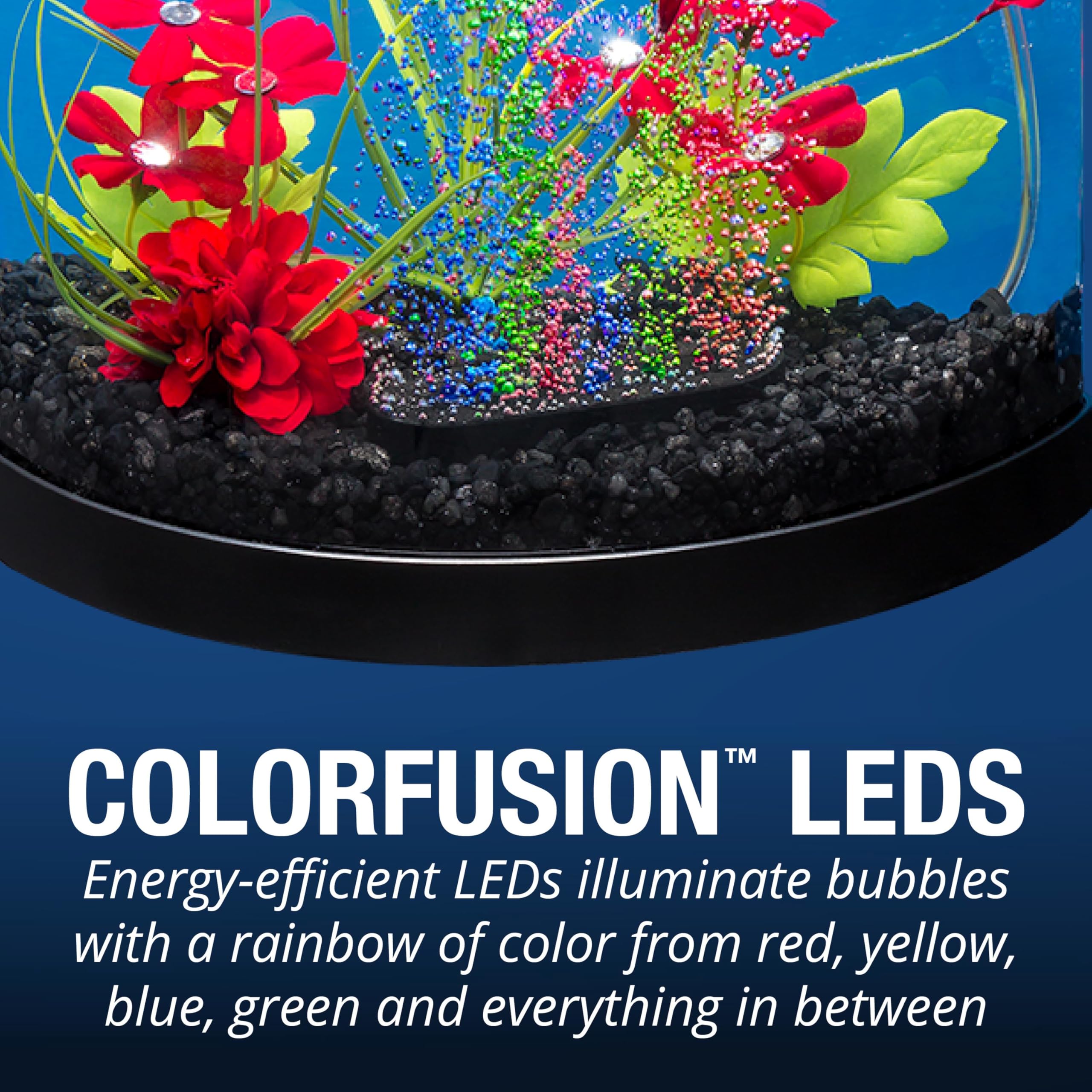 Tetra Bubbling LED Aquarium Kit 1 Gallon, Hexagon Shape, With Color-Changing Light Disc