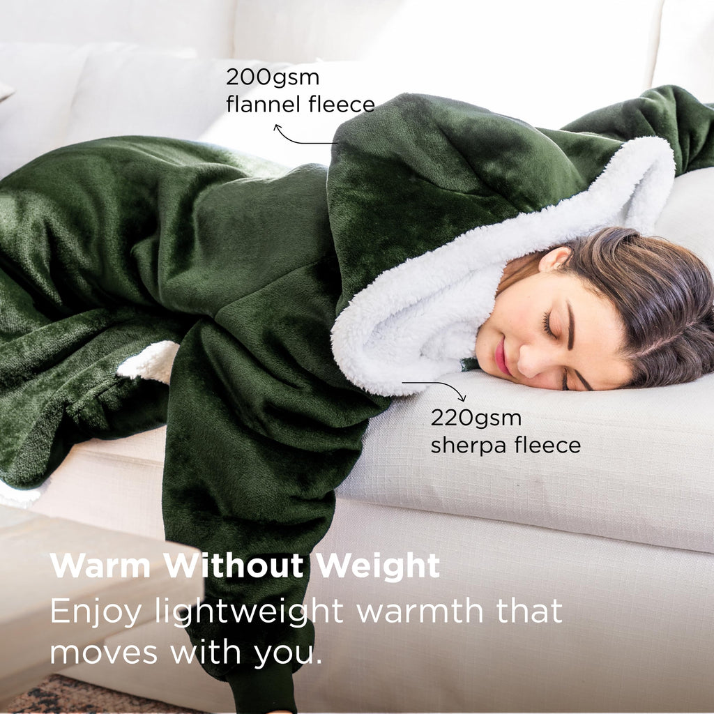 Bedsure Blanket Hoodie, Wearable Blanket Hoodie as Gifts for Mom, Birthday Gifts for Women Kids Teens Mother's Day Sherpa Sweatshirt, Grey, Standard
