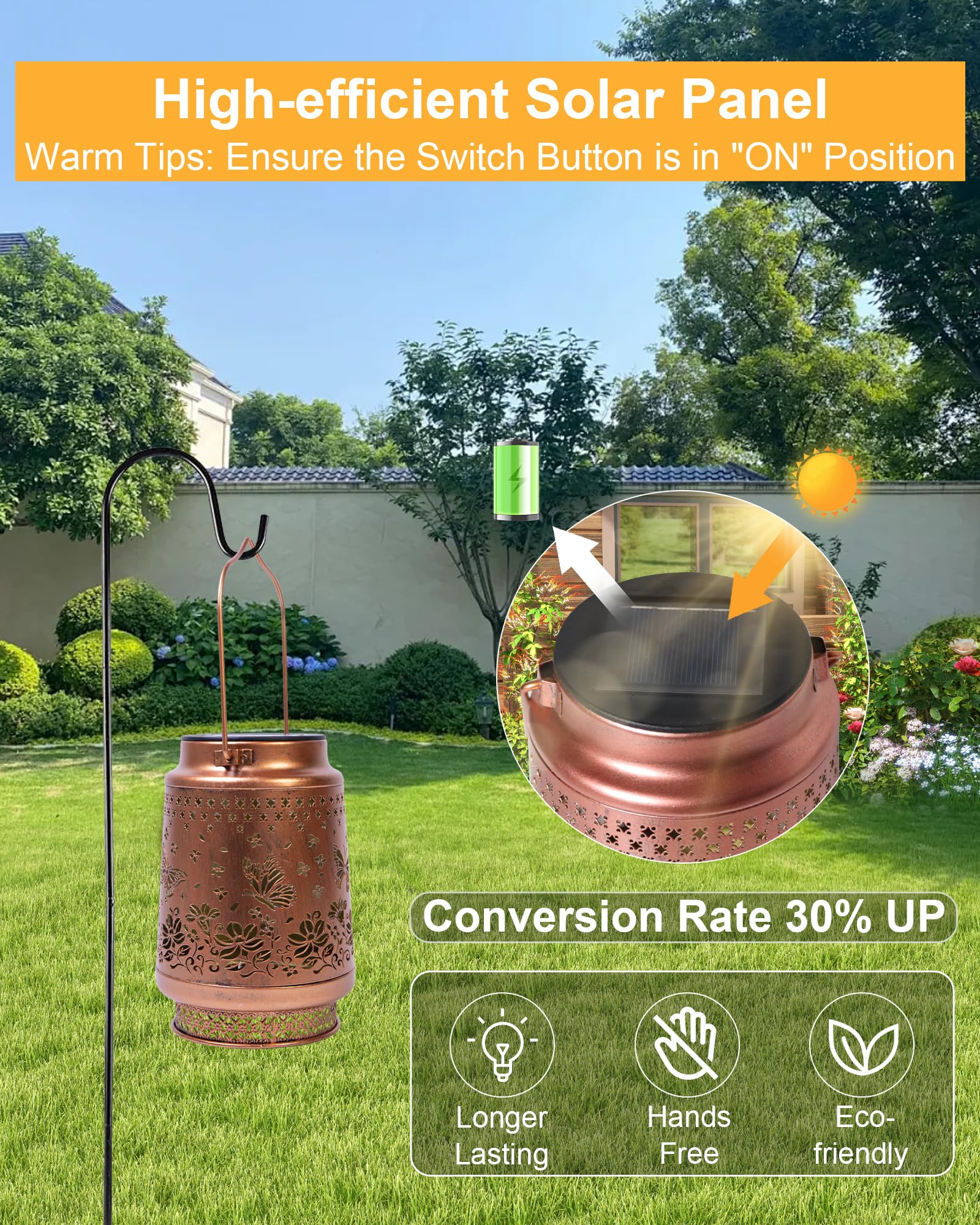 Solar Lanterns Outdoor Waterproof Hummingbird Elegant Garden Decor Birthday Gifts for Women Mom Grandma Sister Metal Hanging Solar Lights Outside Gardening Decorations for Backyard, Patio, Lawn, Porch