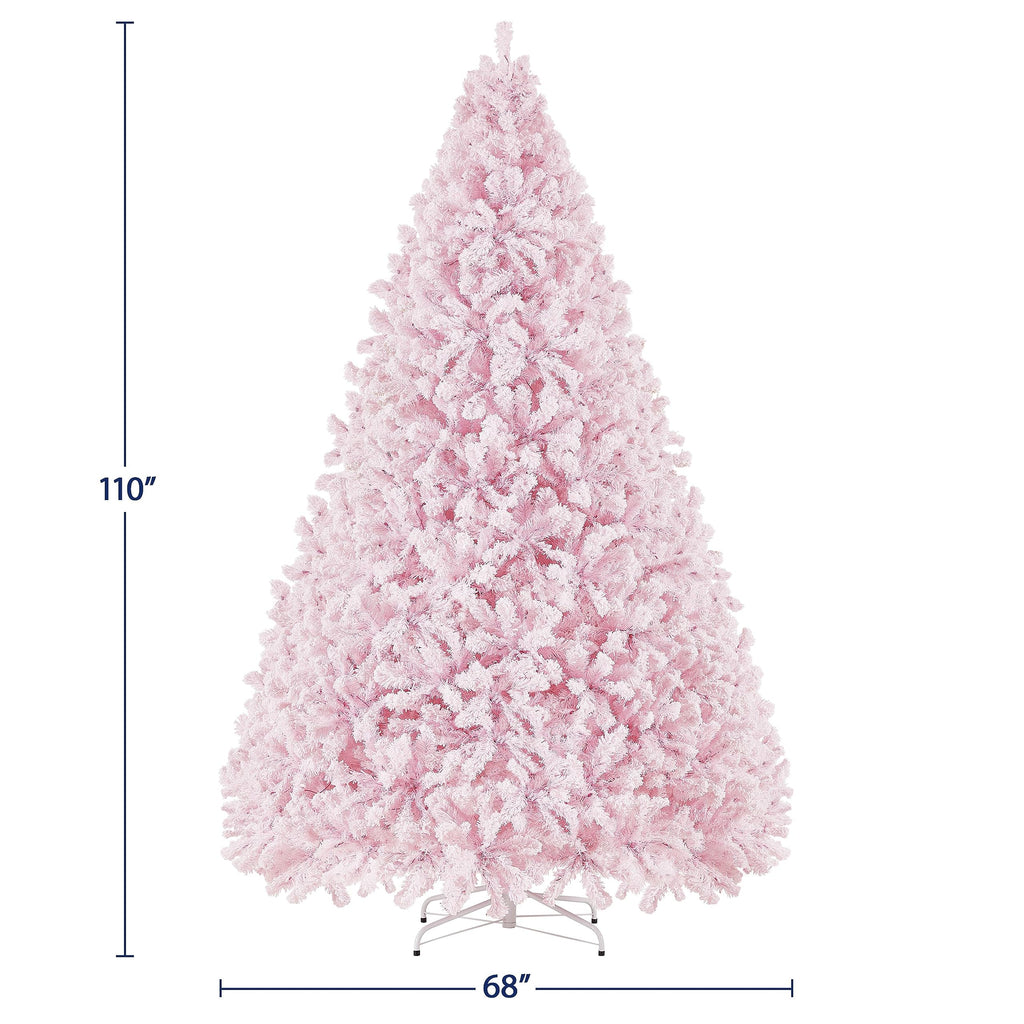 Yaheetech 6ft Snow Flocked Pre-lit Christmas Tree with 250 Warm White Lights, 820 Lush Branch Tips & Quick-Assembly Hinged Design, Full Artificial Xmas Tree for Winter Holiday Décor, Green & White