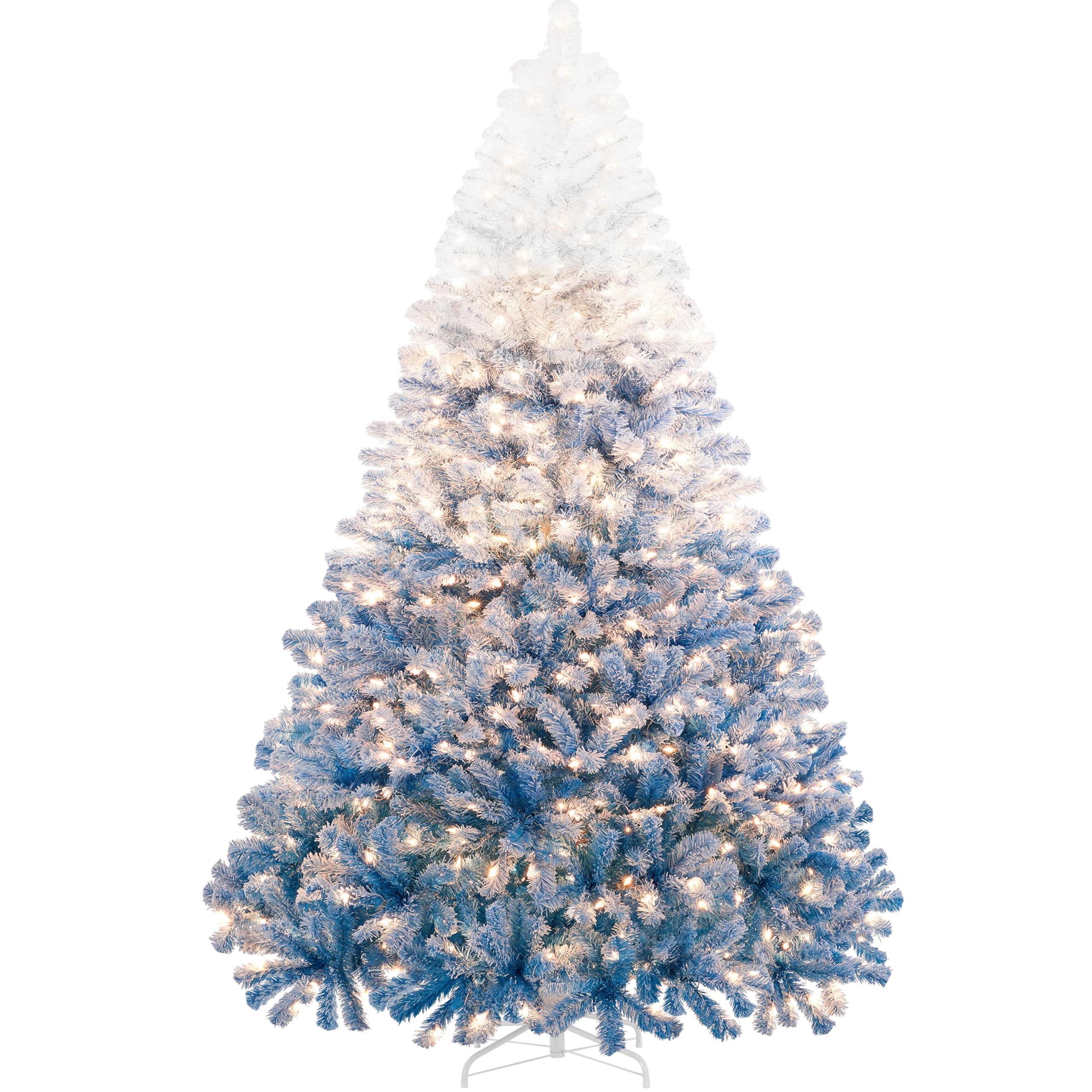 Yaheetech 6ft Snow Flocked Pre-lit Christmas Tree with 250 Warm White Lights, 820 Lush Branch Tips & Quick-Assembly Hinged Design, Full Artificial Xmas Tree for Winter Holiday Décor, Green & White