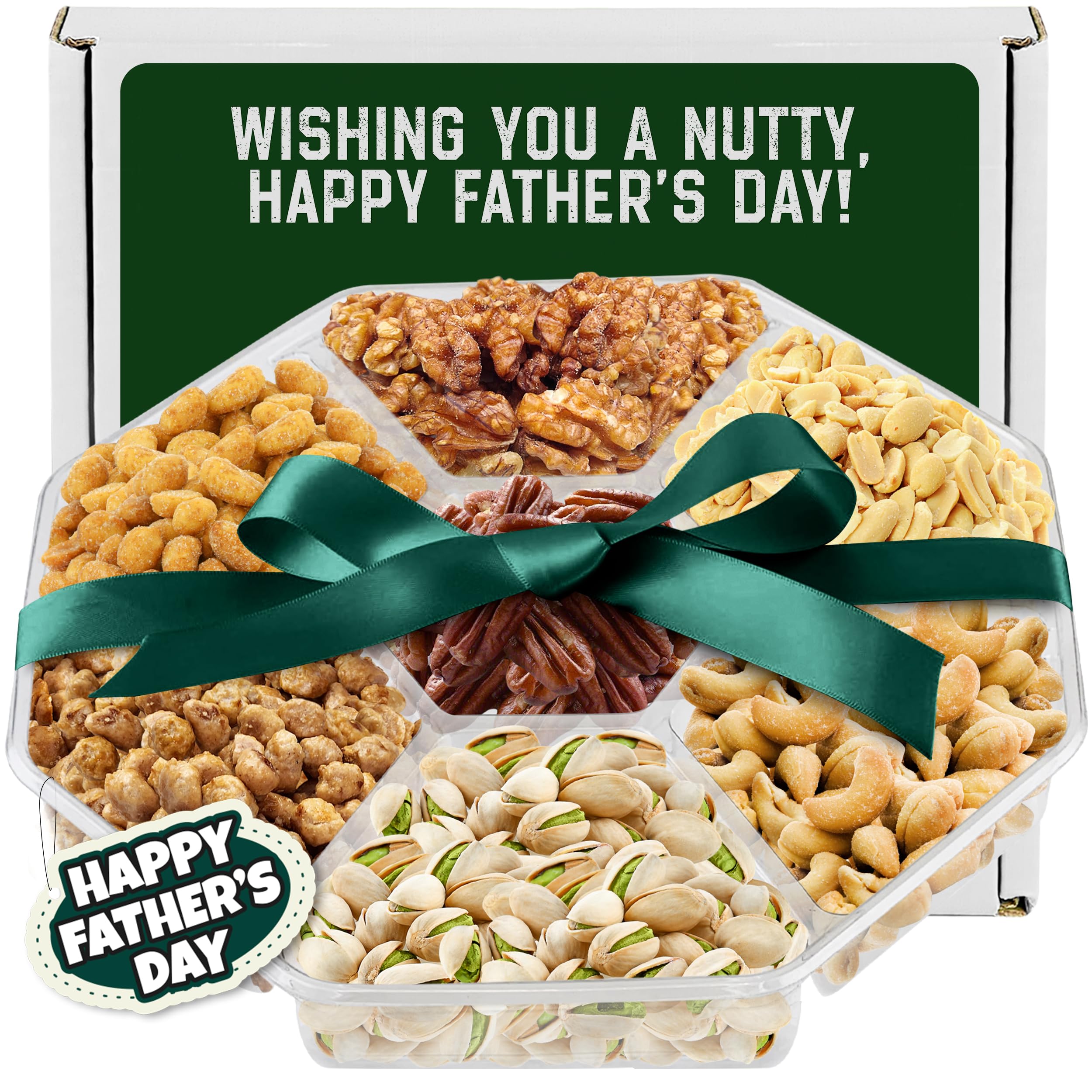 Fathers Day Nut Gift Basket, 7 Sectional Platter of Nut Baskets Gifts for Men, Great for Father Day gifts for Husband, Perfect Dad Gift for Fathers Day