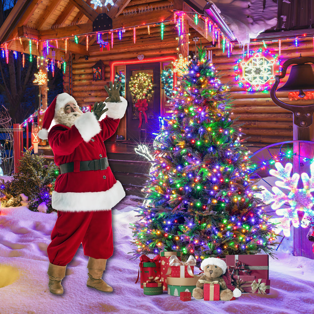 Sunnyglade 4ft Artificial Christmas Tree with 240 LED Lights (Not pre-lit), Xmas Tree Full Tree with 300 Branch Tips & 11 Modes Light, RGB & Warm White Light, Foldable Stand for Home, Party Decor
