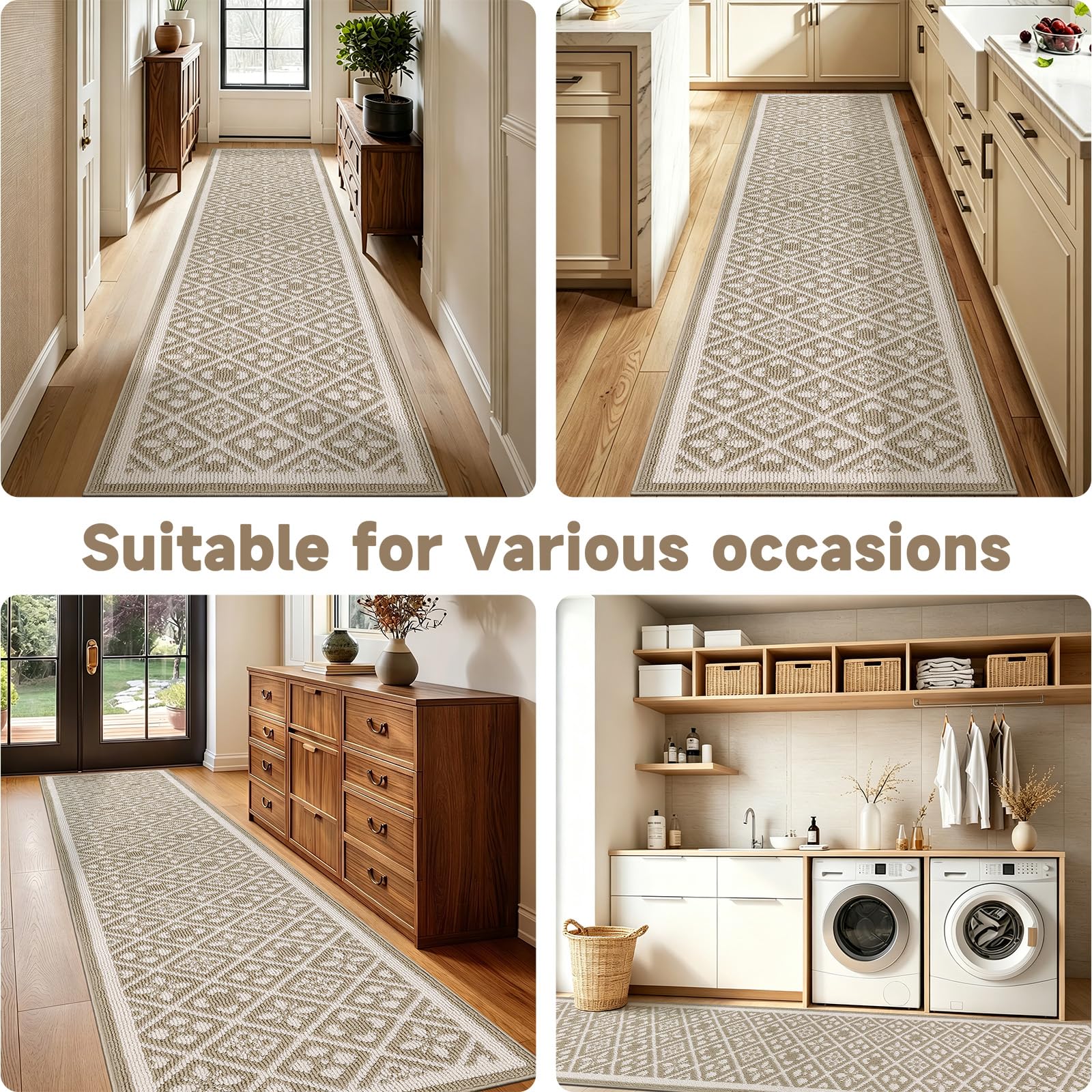 Ileading Christmas Entrance Door Mat, Absorbent Dog Mats for Muddy Paws, Low-Profile Small Red Xmas Decor Kitchen Runner Rug with Non-Slip Backing, Machine Washable Entryway Welcome Mat(Red 24"X36")